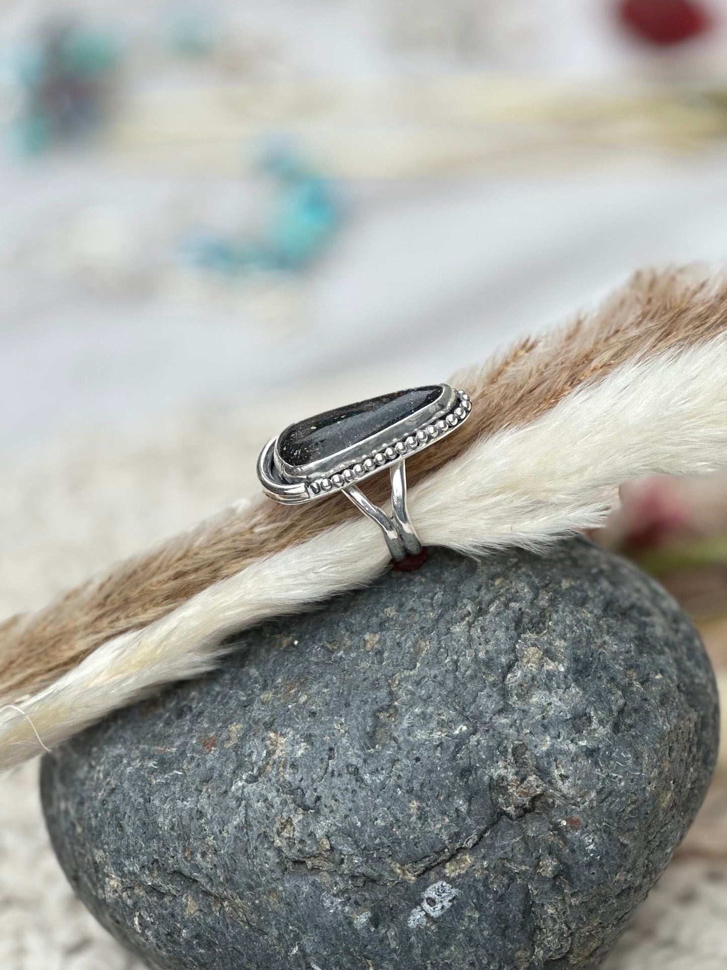 Black Australian Opal - Sterling Silver SIZE 9