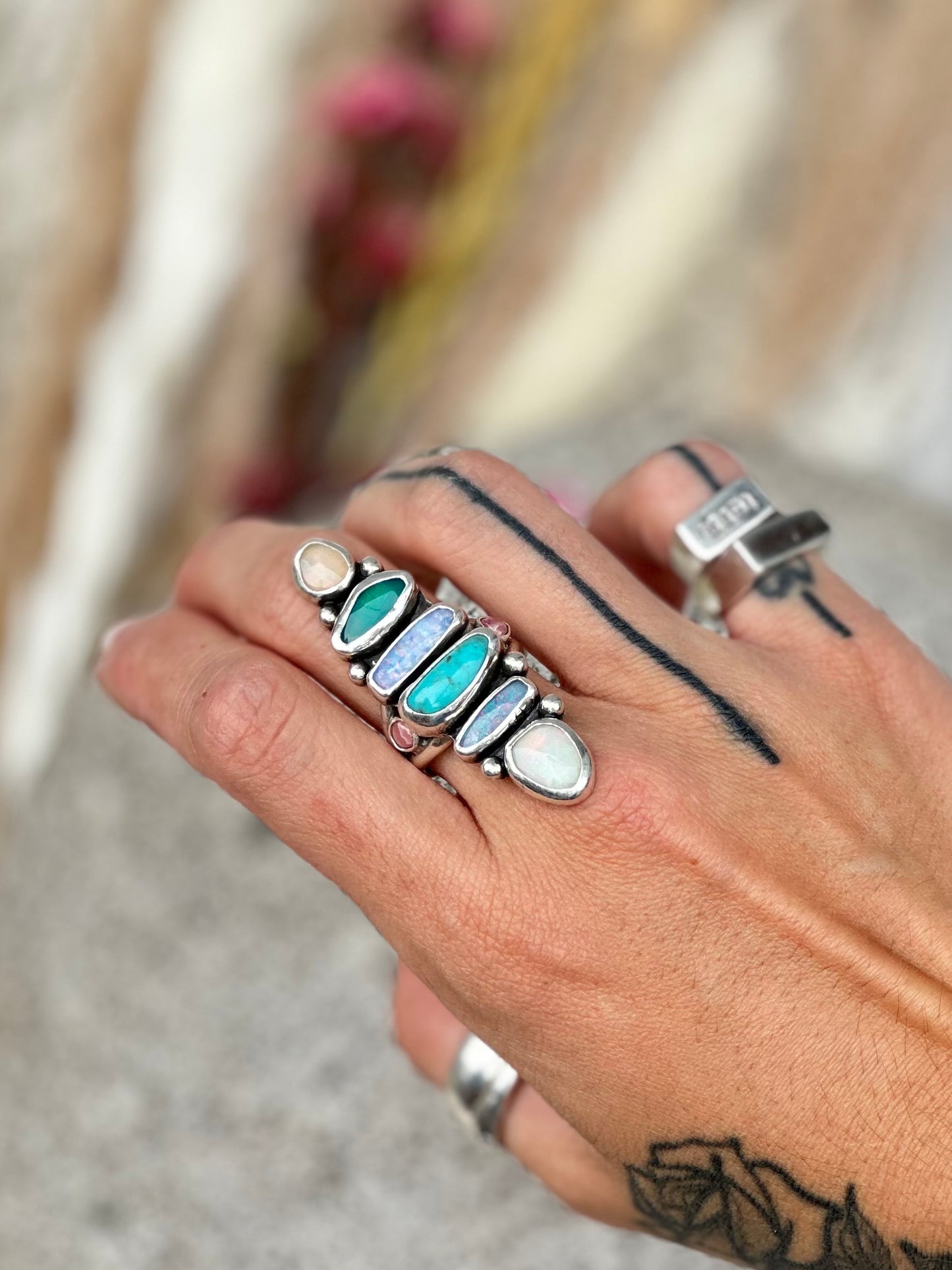 Multi Stone Ring - Sterling Silver .925 SIZE 8