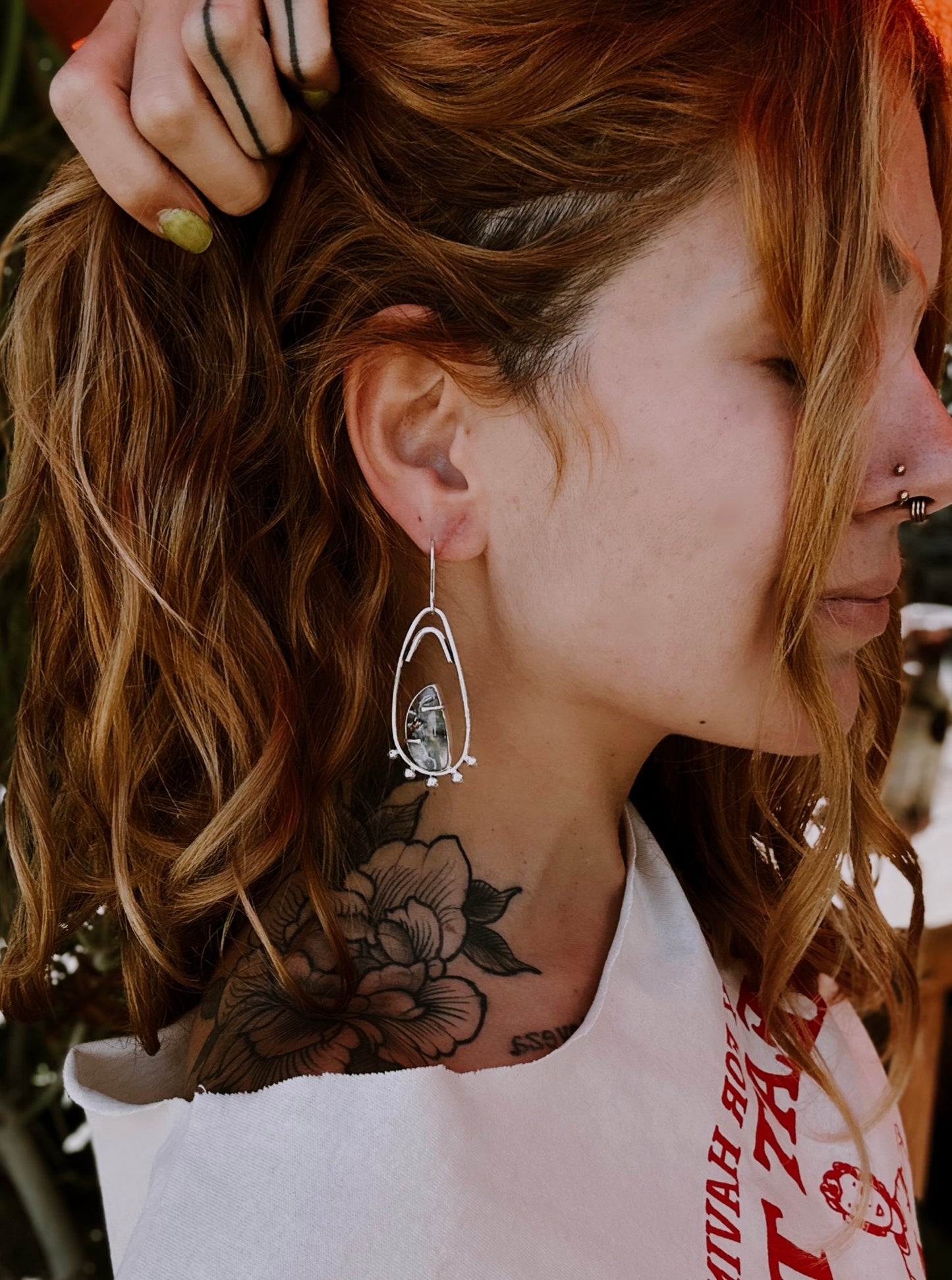 Angela Earrings - Confetti Chrysocolla - Sterling Silver .925