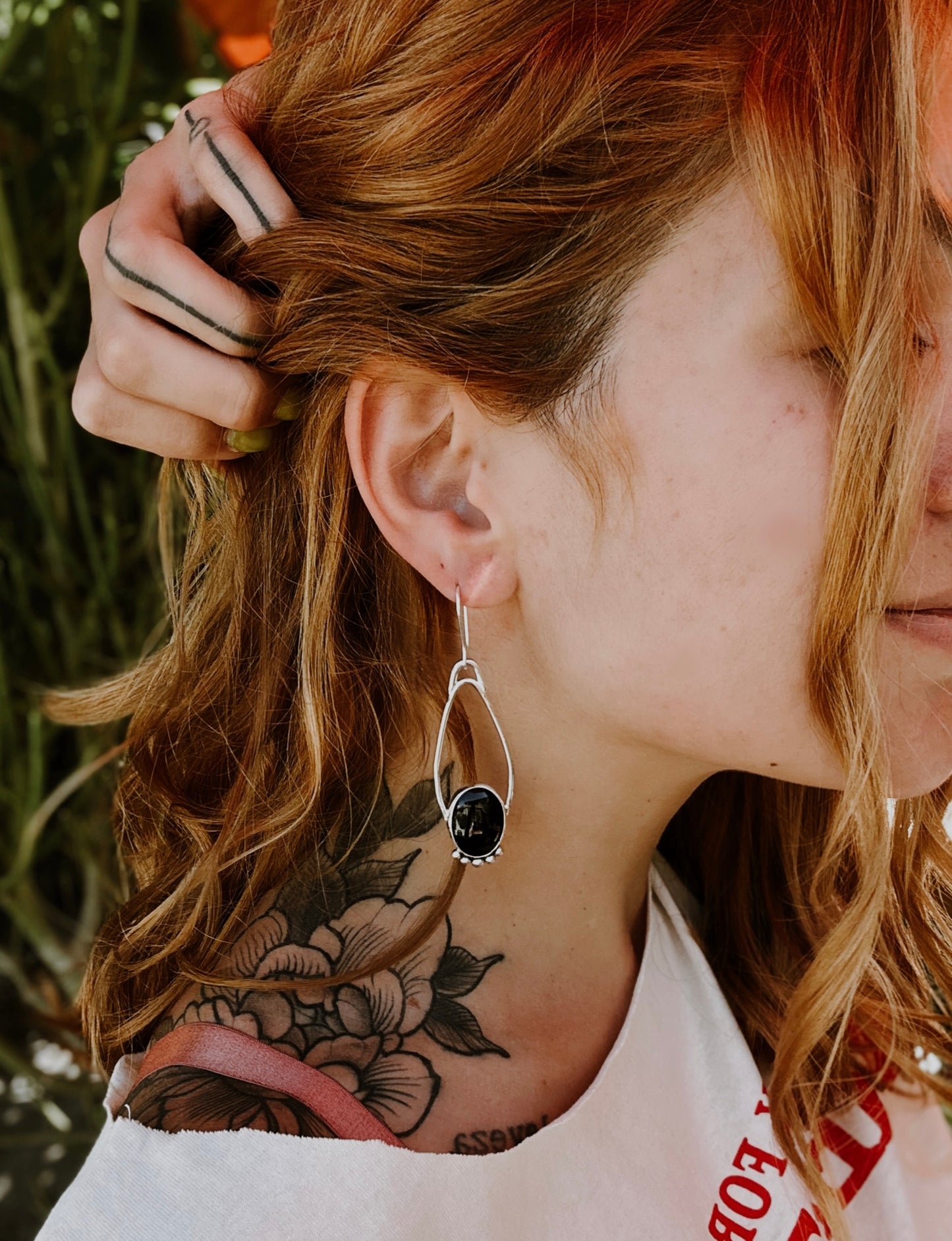 Stella Earrings - Black Obsidian - Sterling Silver .925