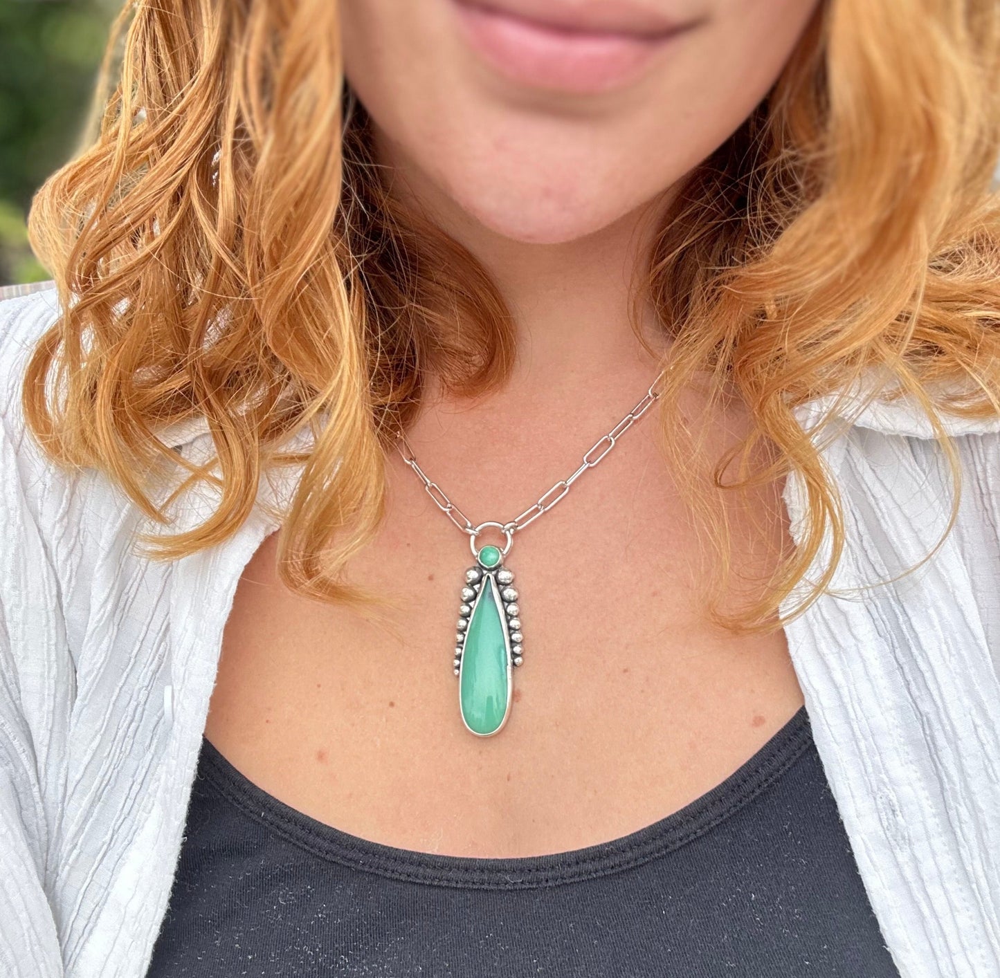 Opalized Wood Statement Necklace - Sterling Silver .925