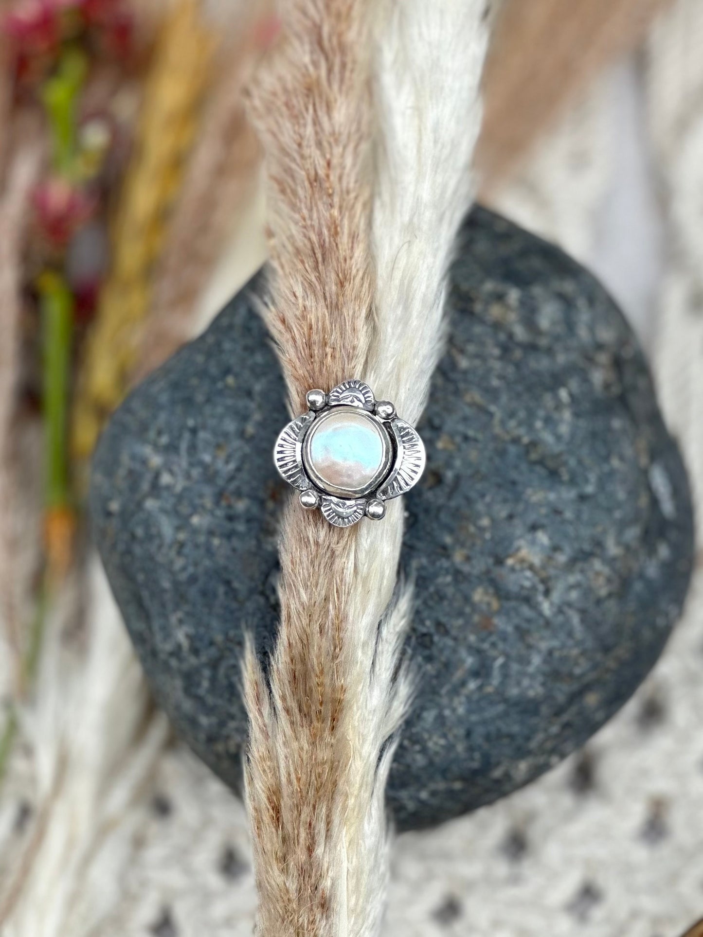 Natural Pearl Ring - Sterling Silver .925 SIZE 6