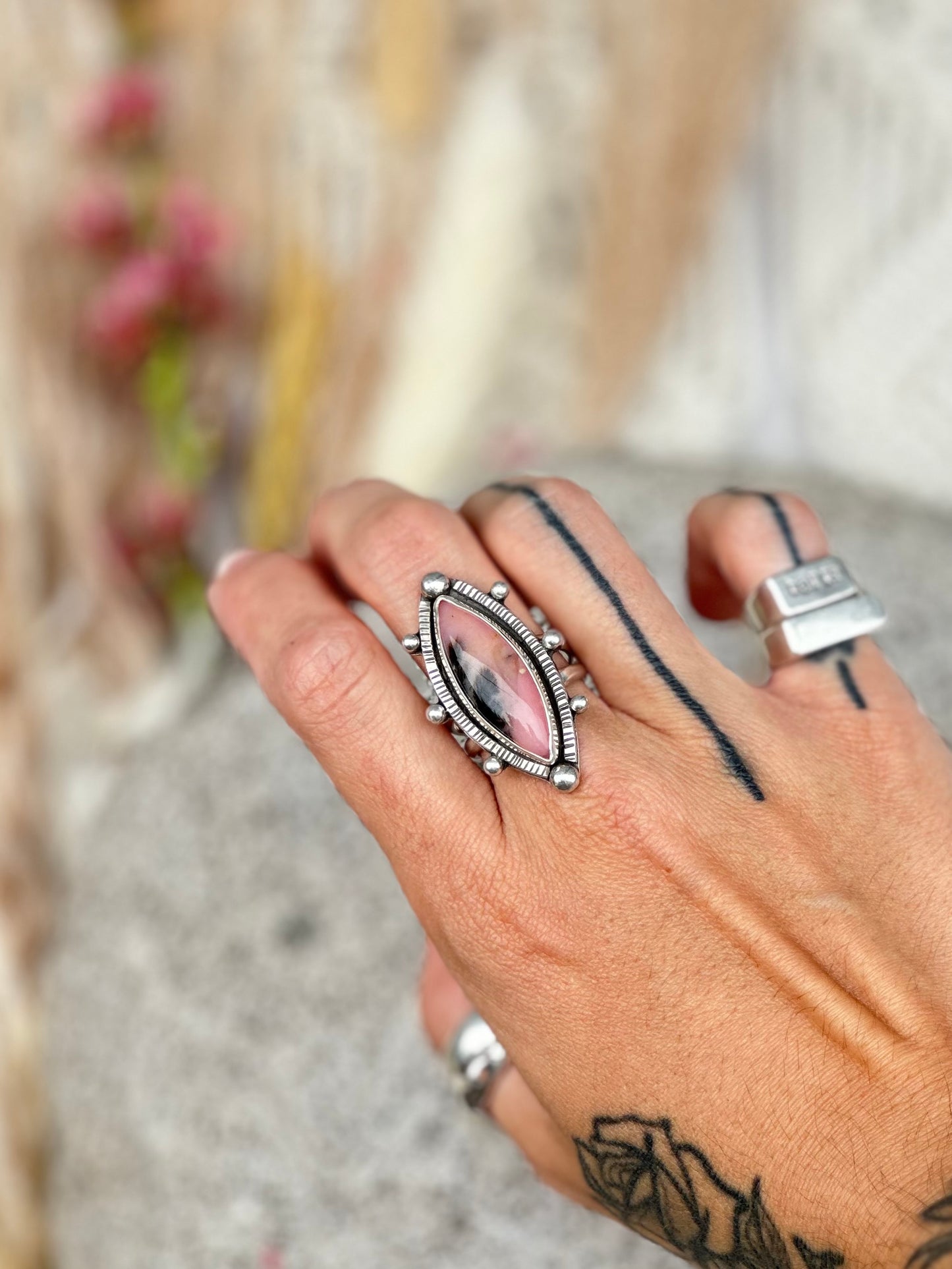 Pink Opal Ring - Sterling Silver .925 SIZE 9