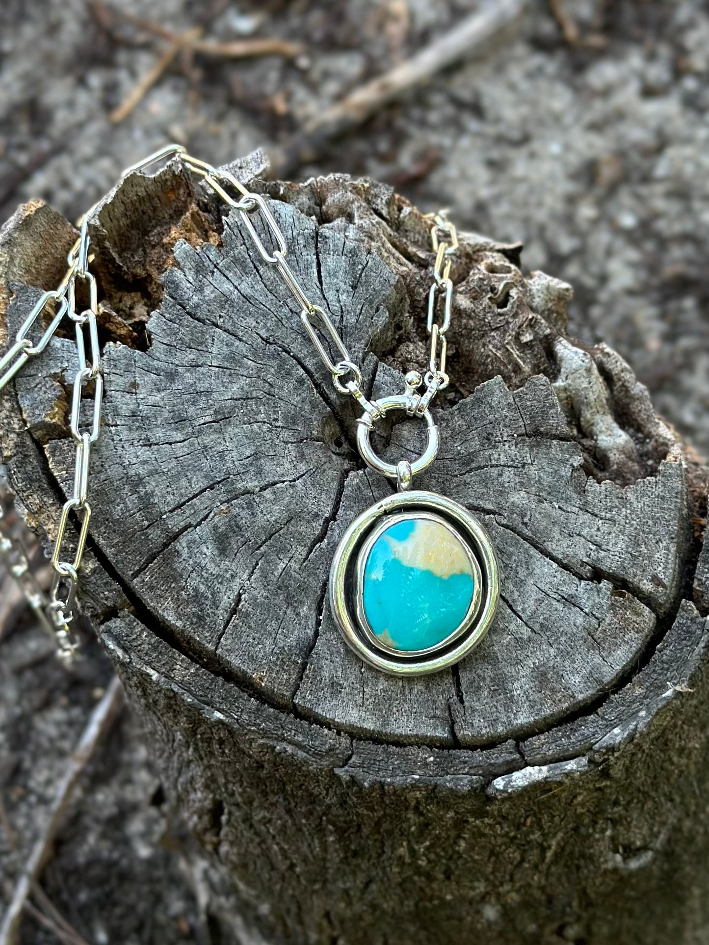 Beth Necklace - Kingman Turquoise - Sterling Silver .925