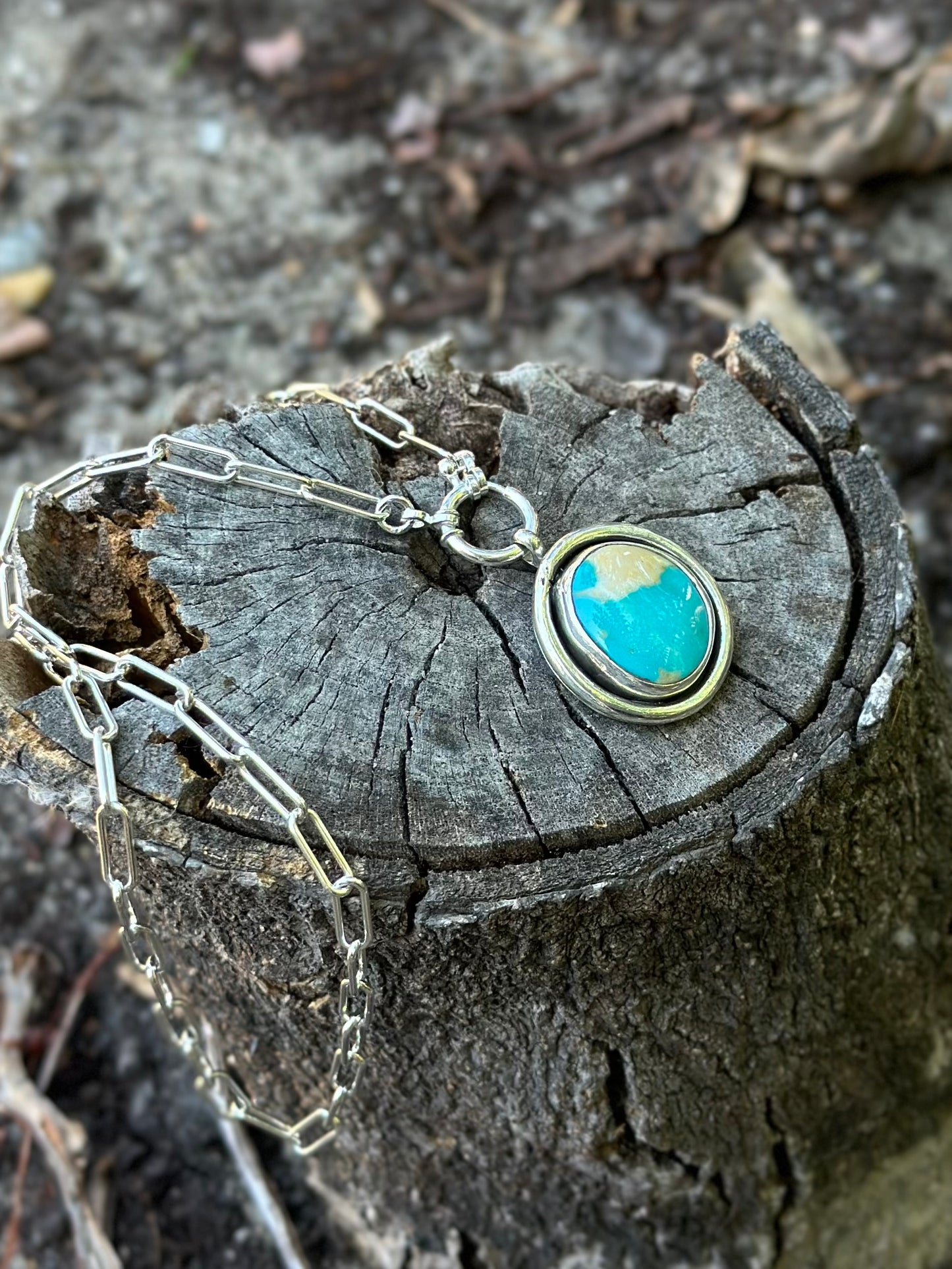 Beth Necklace - Kingman Turquoise - Sterling Silver .925