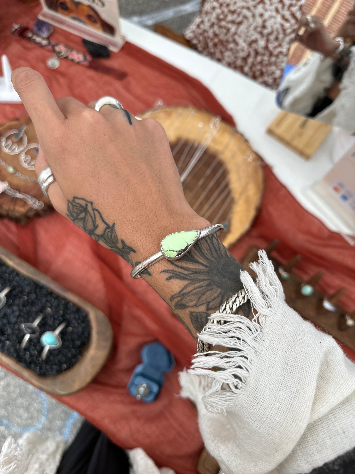 Lemon Chrysoprase Sterling Silver Cuff