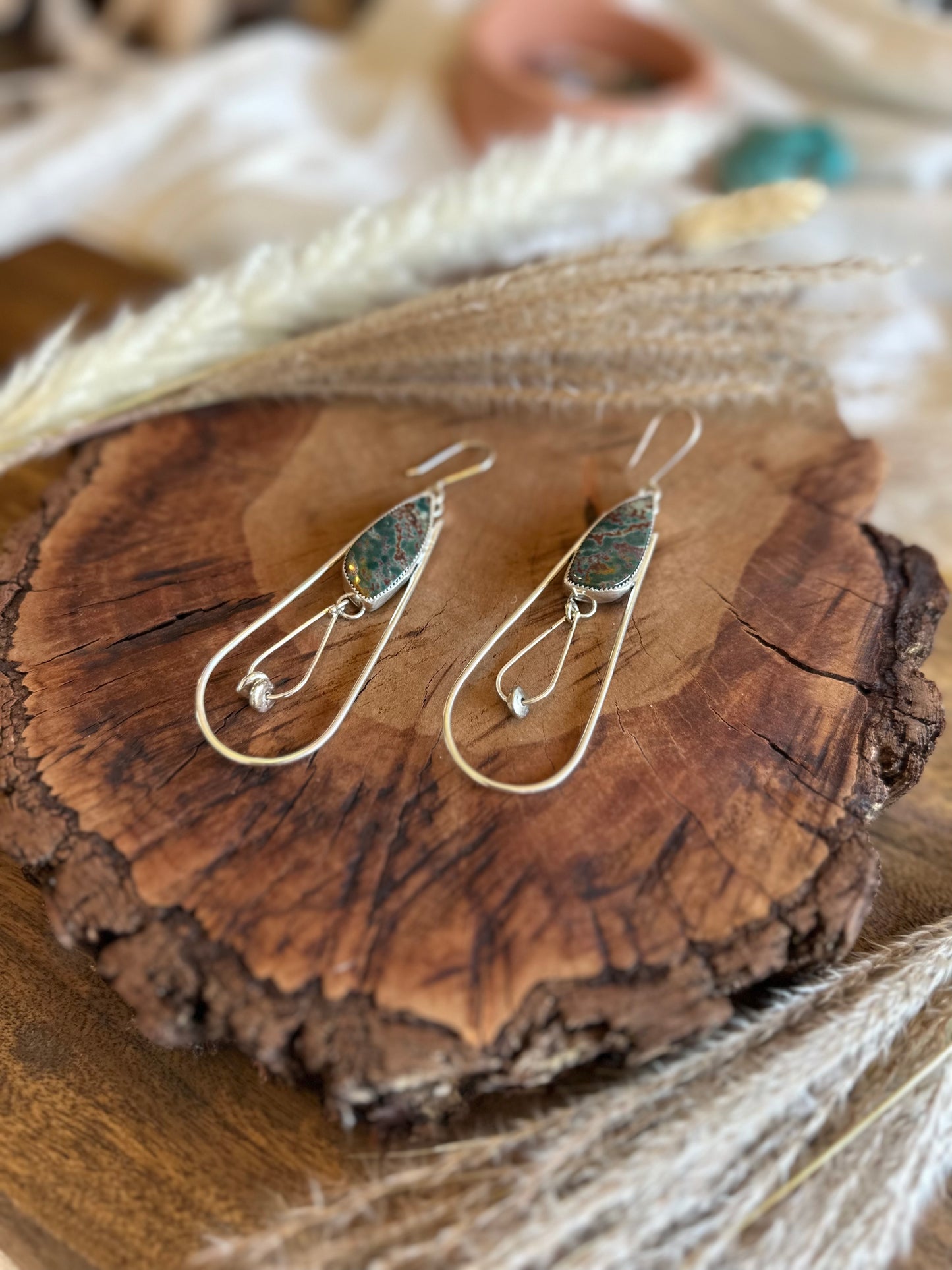 Blood Jasper Earrings - Sterling Silver