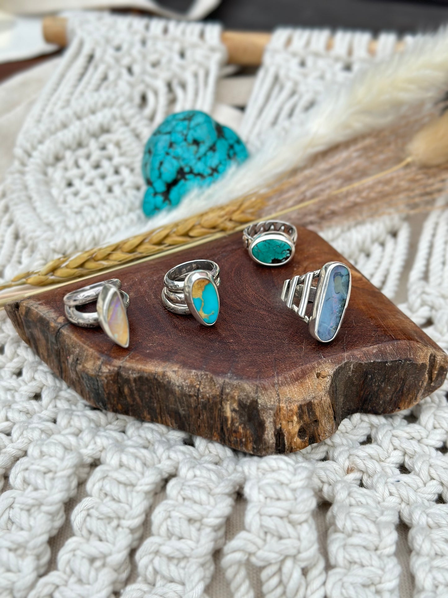 Curb Chain Ring - Hubei Turquoise - Sterling Silver .925 SIZE 8