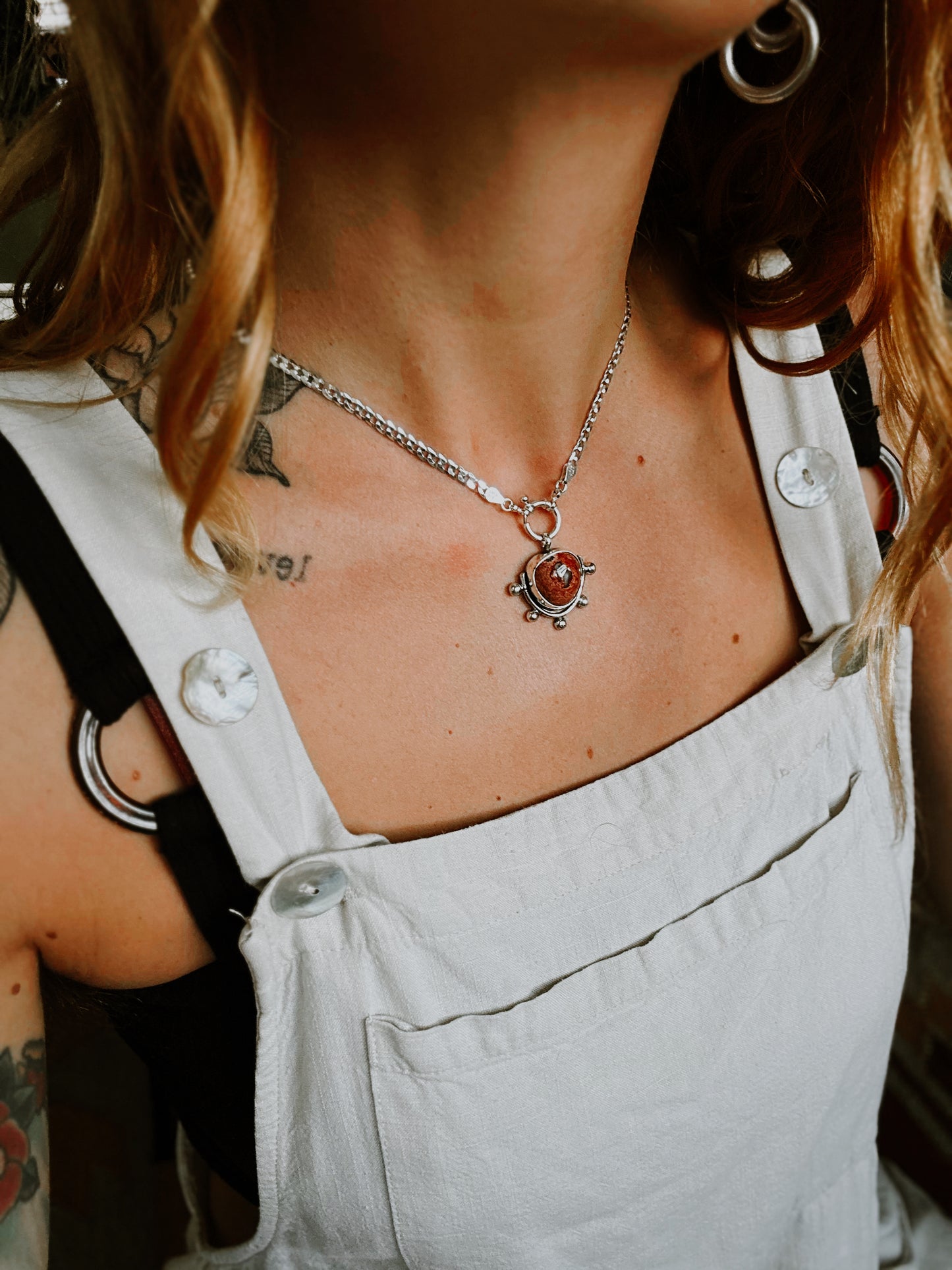 Esperanza Necklace - Mexican Fire Opal - Sterling Silver .925