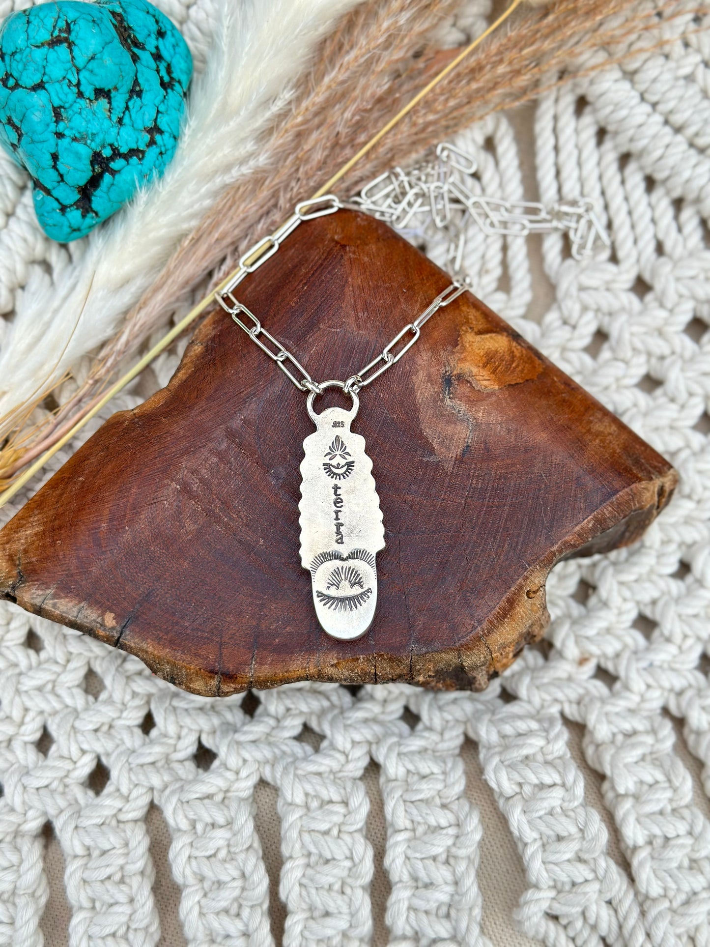 Opalized Wood Statement Necklace - Sterling Silver .925