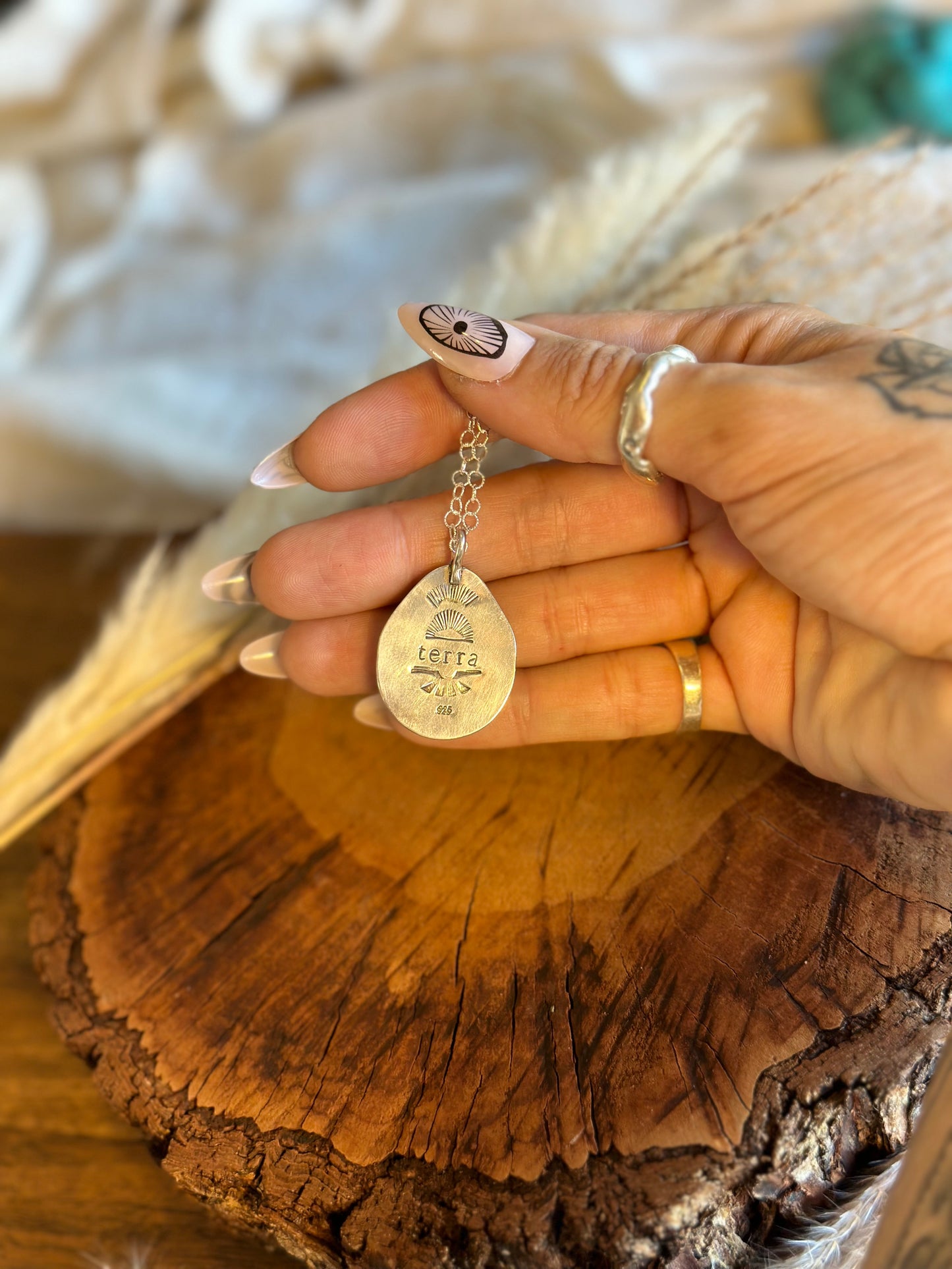 Turquoise Semi Circle Necklace 24"