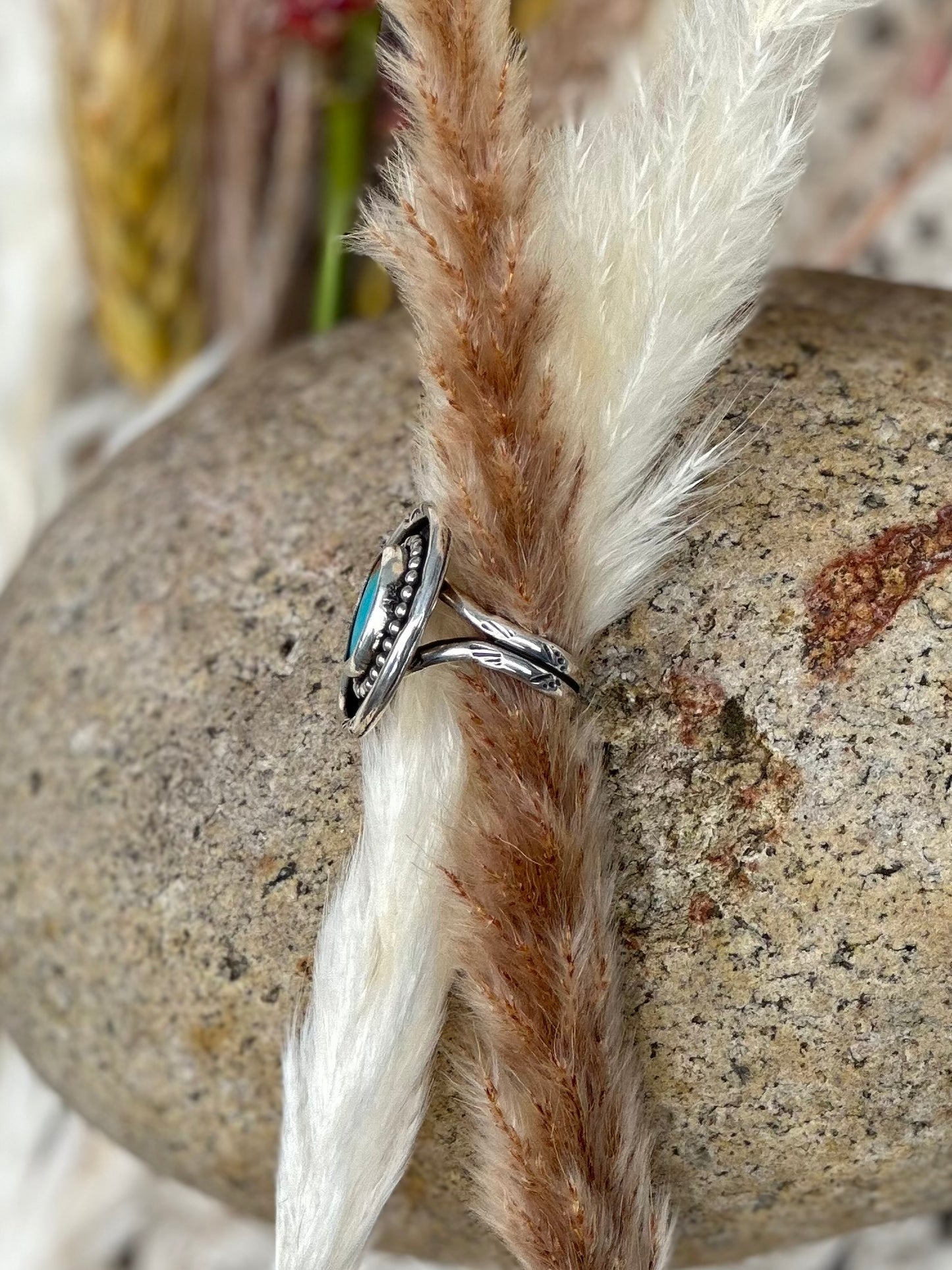 Royston Turquoise Shadowbox Ring - Sterling Silver .925 SIZE 8