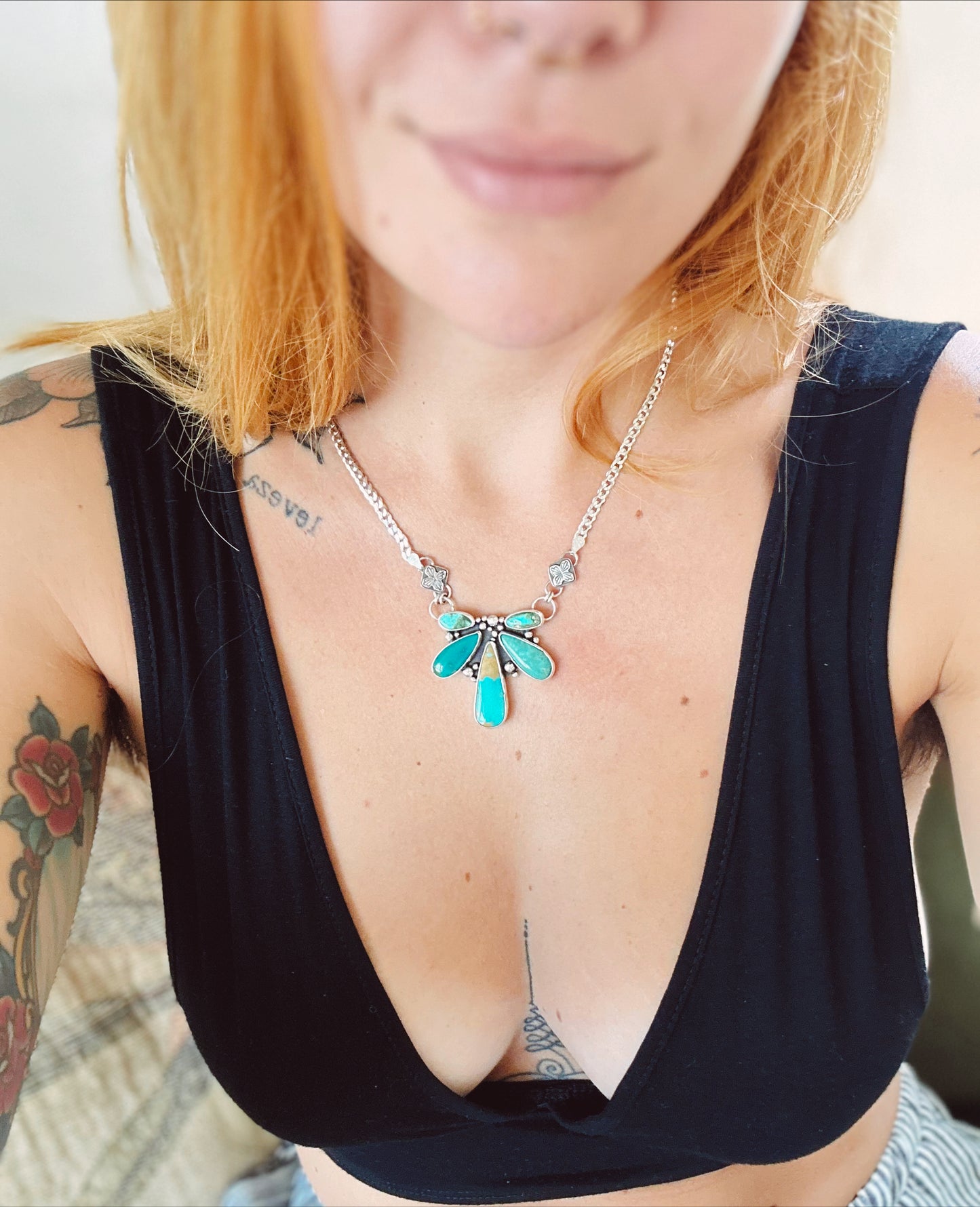 Flores Necklace - Turquoise - Sterling Silver .925