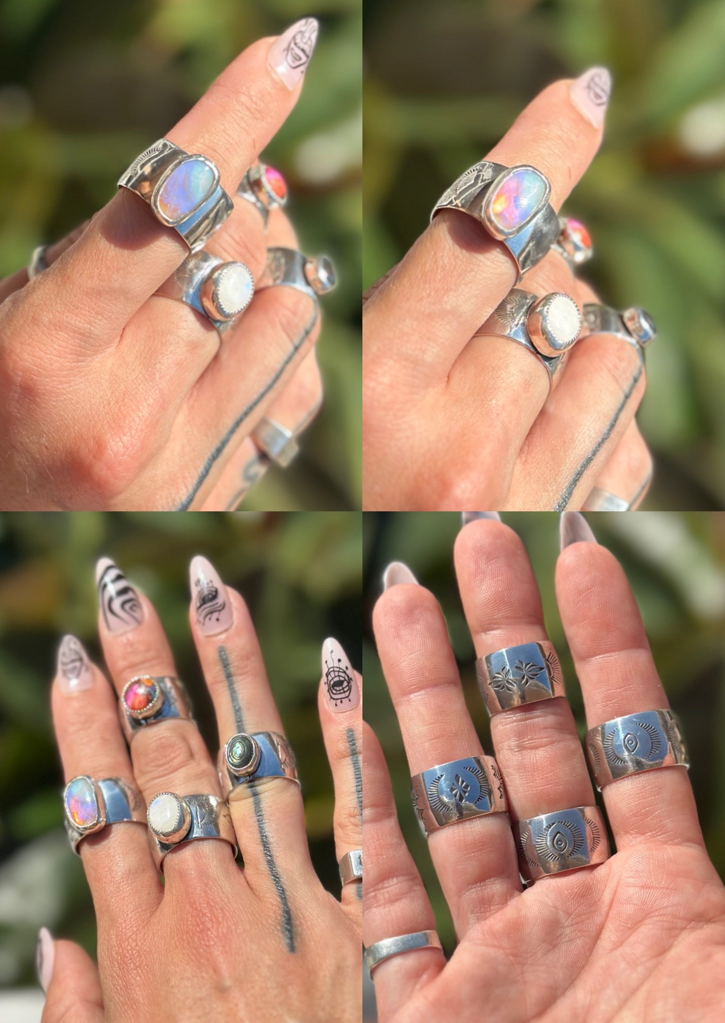 Wide Stamped Statement Ring - Sterling Silver .925