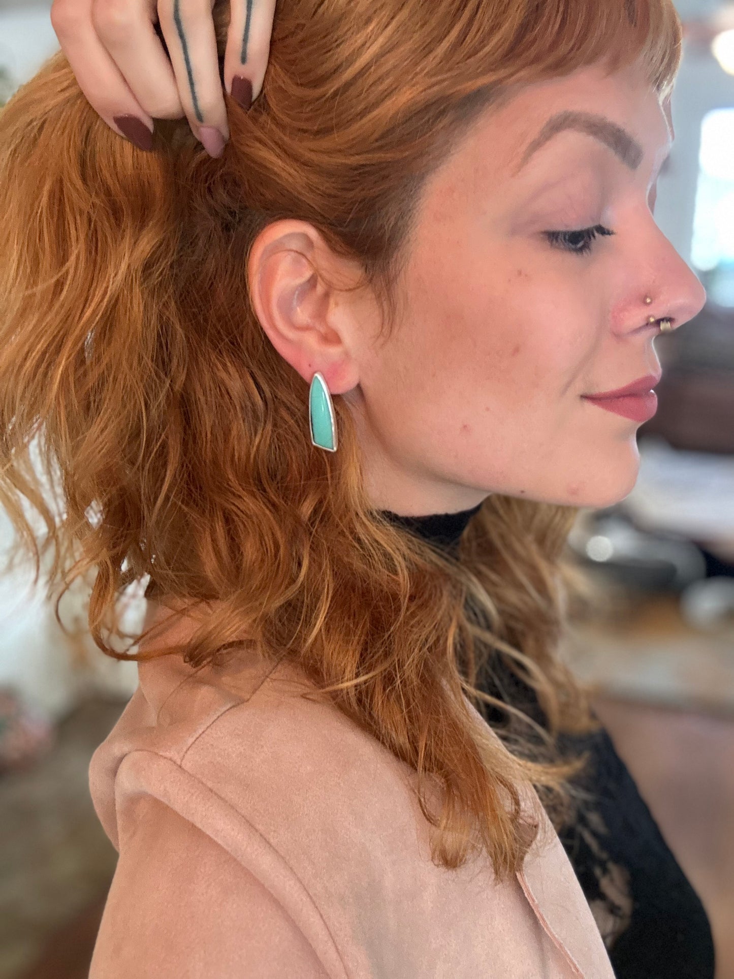 Lina Earrings - Opalized Wood