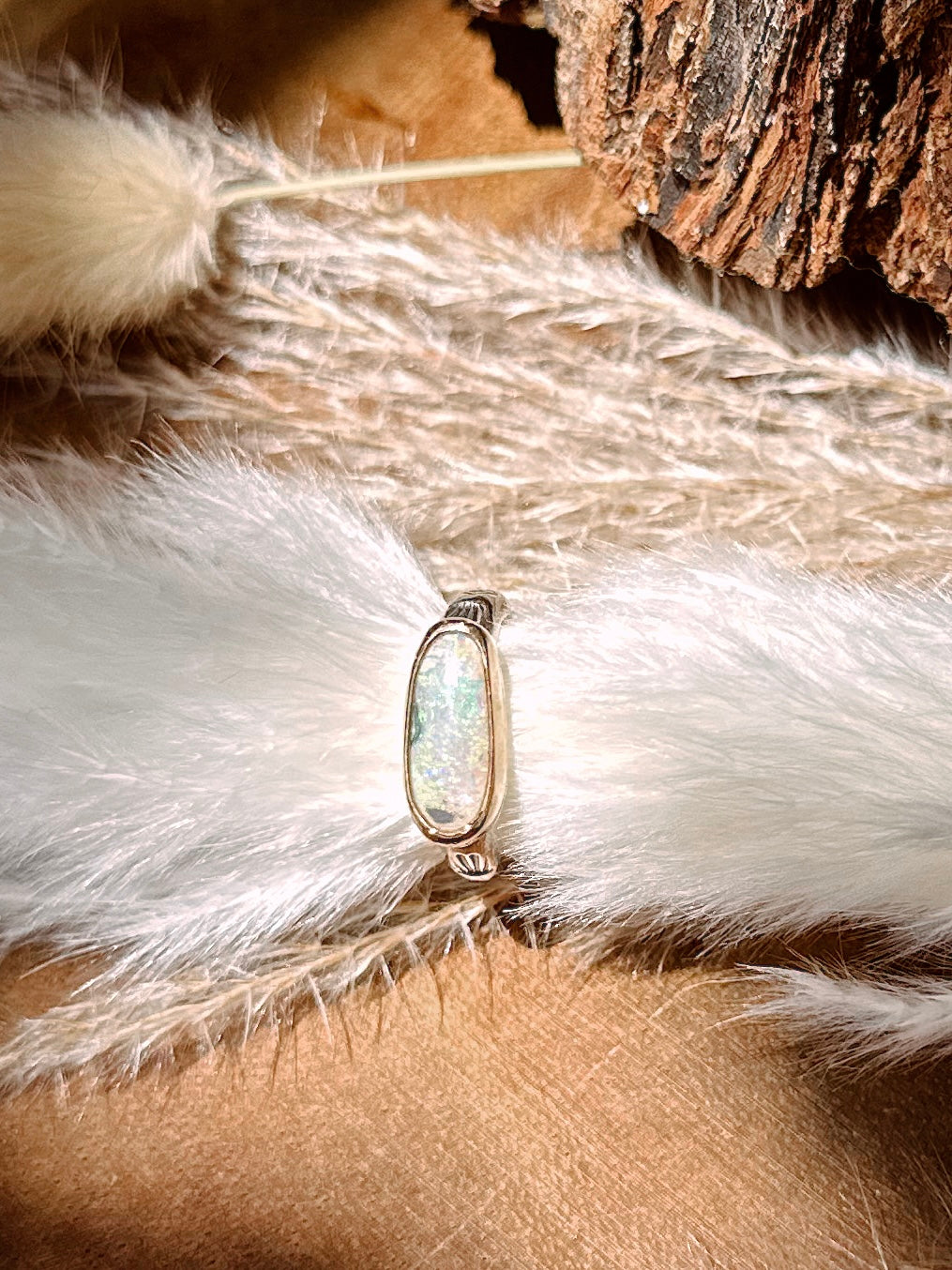 Australian Opal Sterling Silver & 14k Gold Filled Ring SIZE 5 3/4