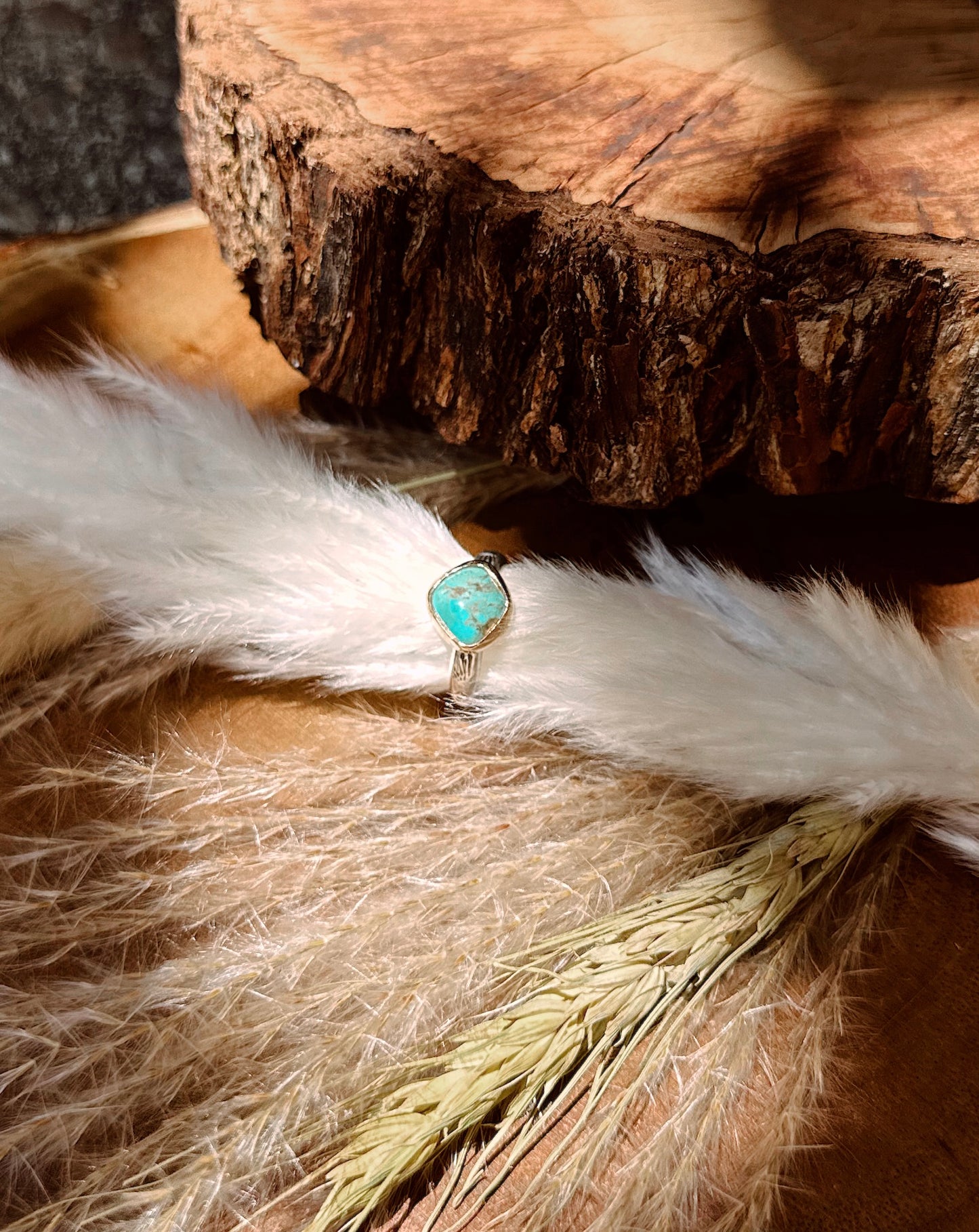 Kingman Turquoise Sterling Silver & 14k Gold Filled Ring SIZE 8