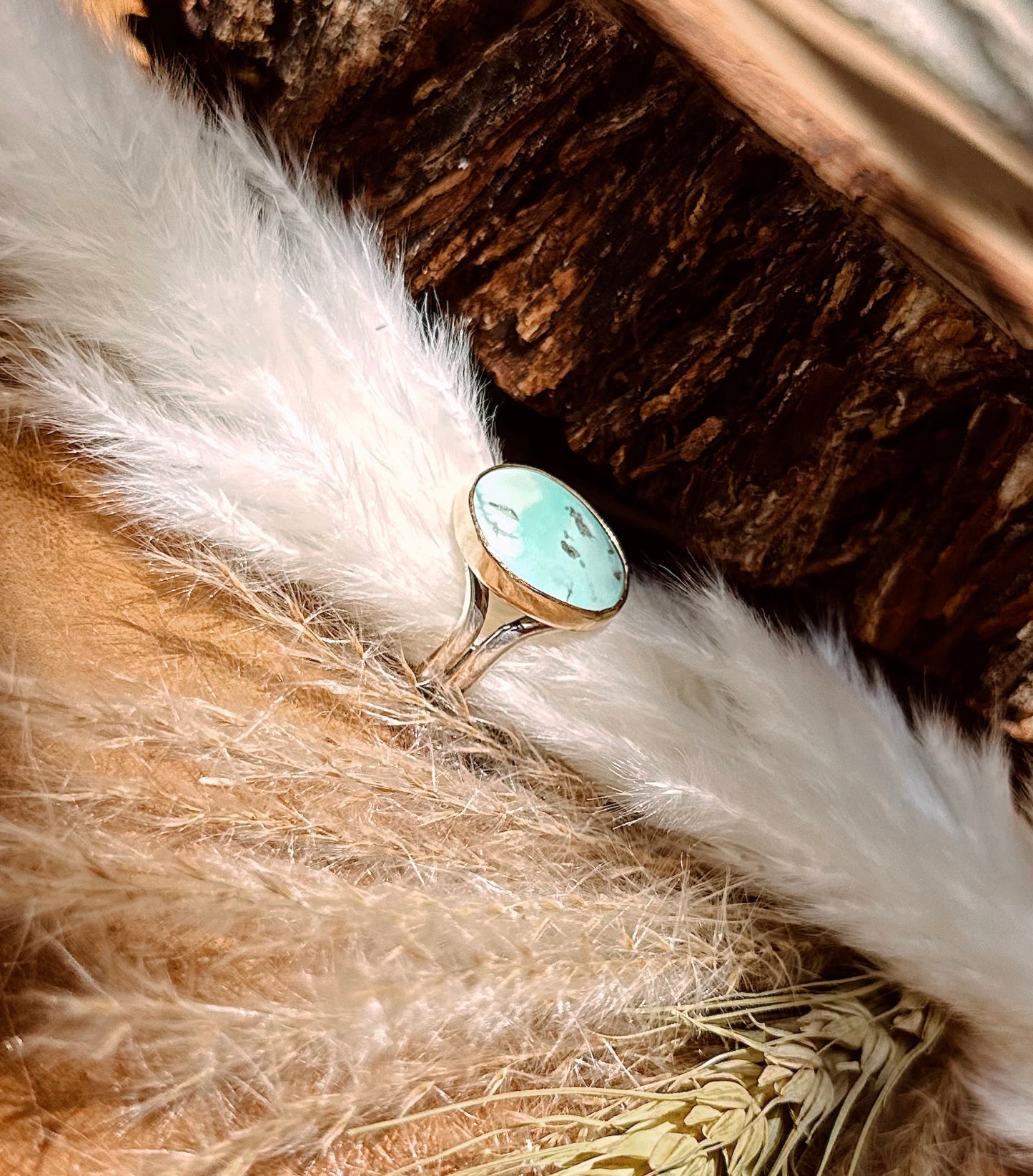 Campitos Turquoise Sterling Silver & 14k Gold Filled Ring SIZE 7 1/2