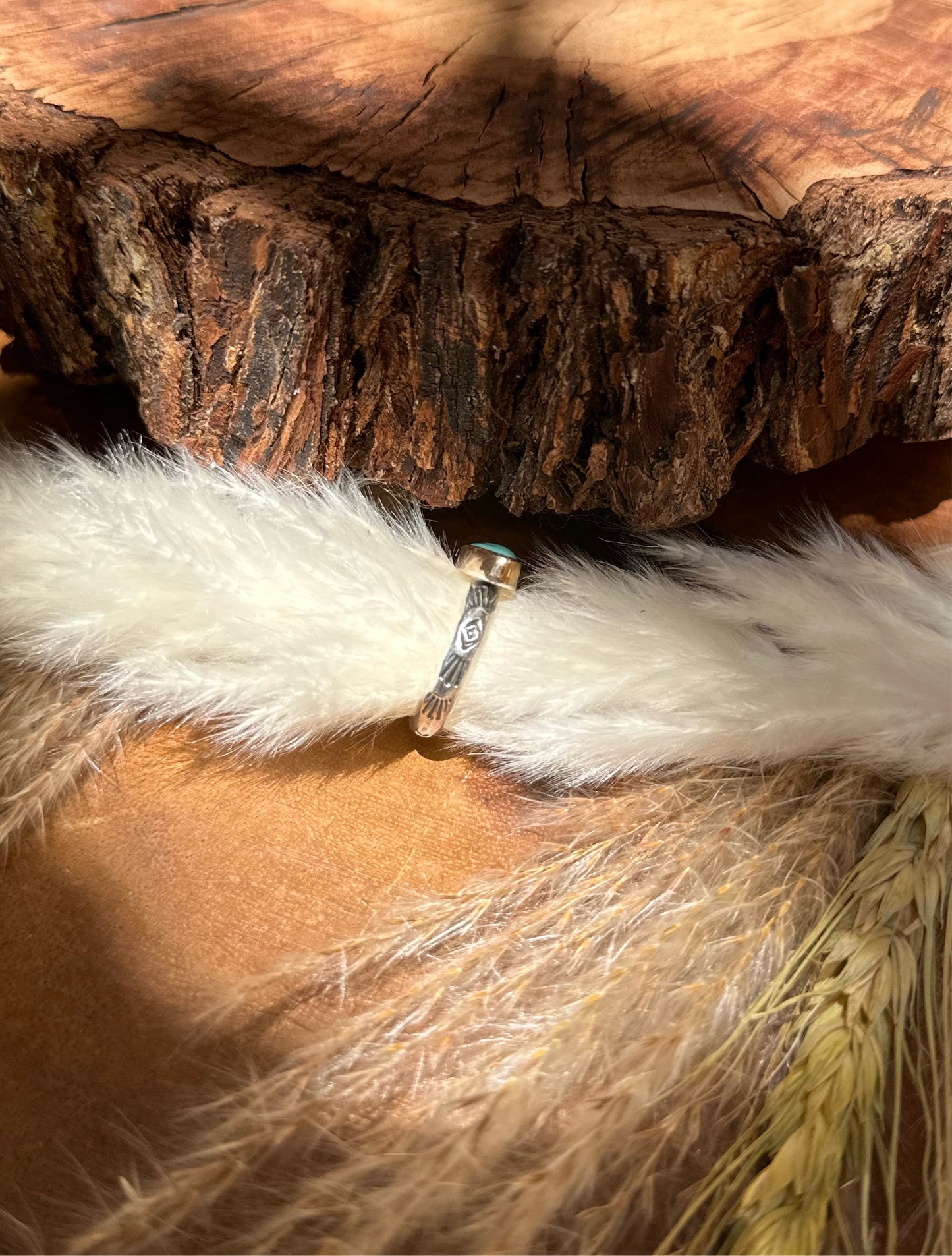 Kingman Turquoise Sterling Silver & 14k Gold Filled Ring SIZE 8