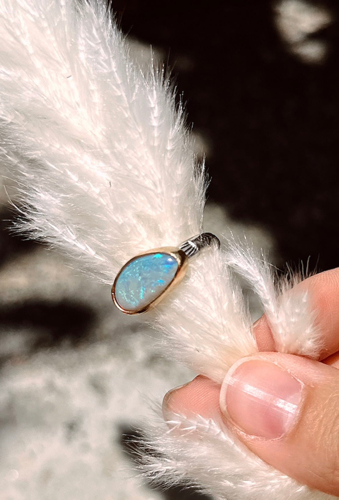 Australian Opal Sterling Silver & 14k Gold Filled Ring SIZE 9