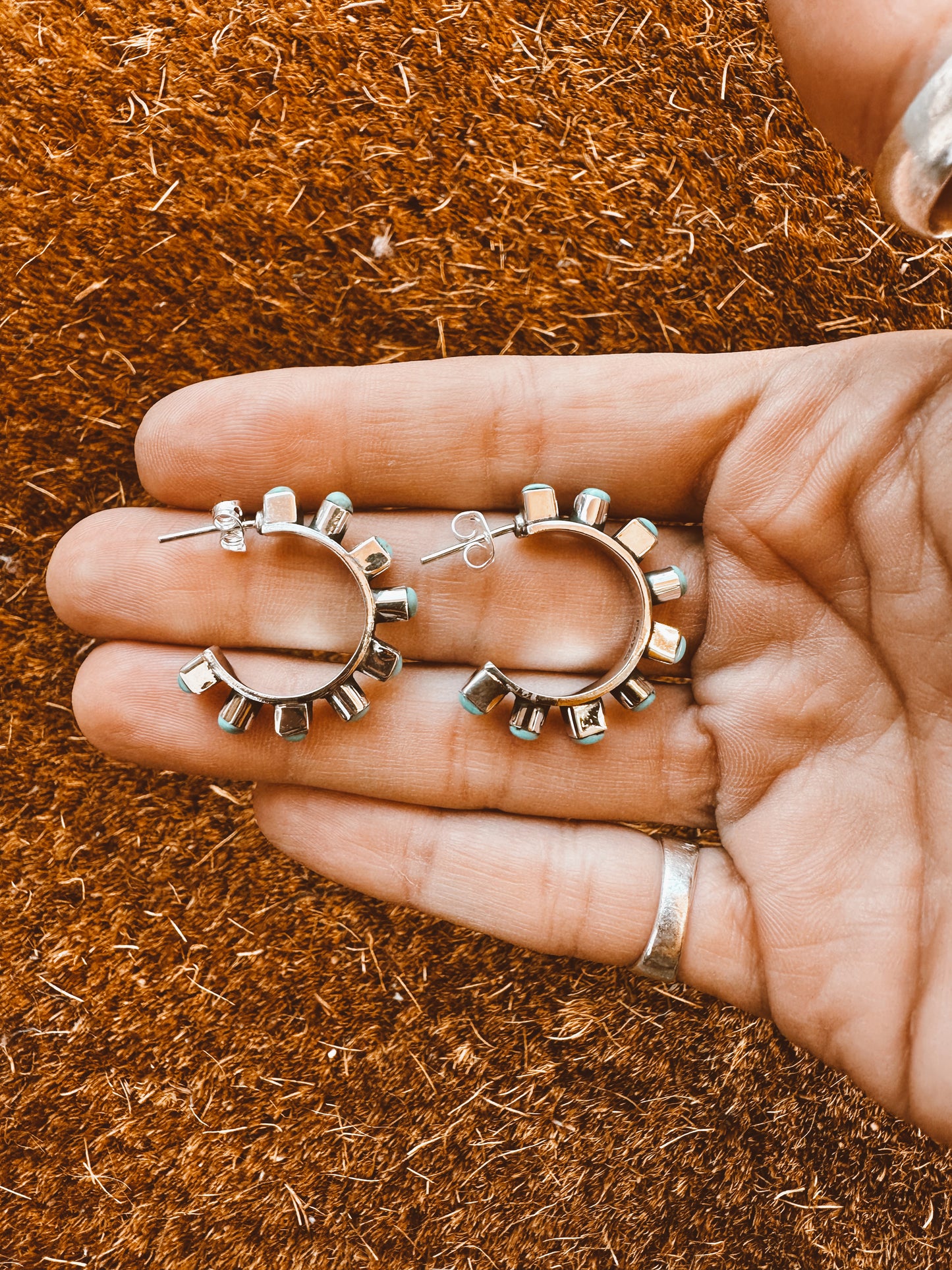 Turquoise hoops - Sterling Silver .925