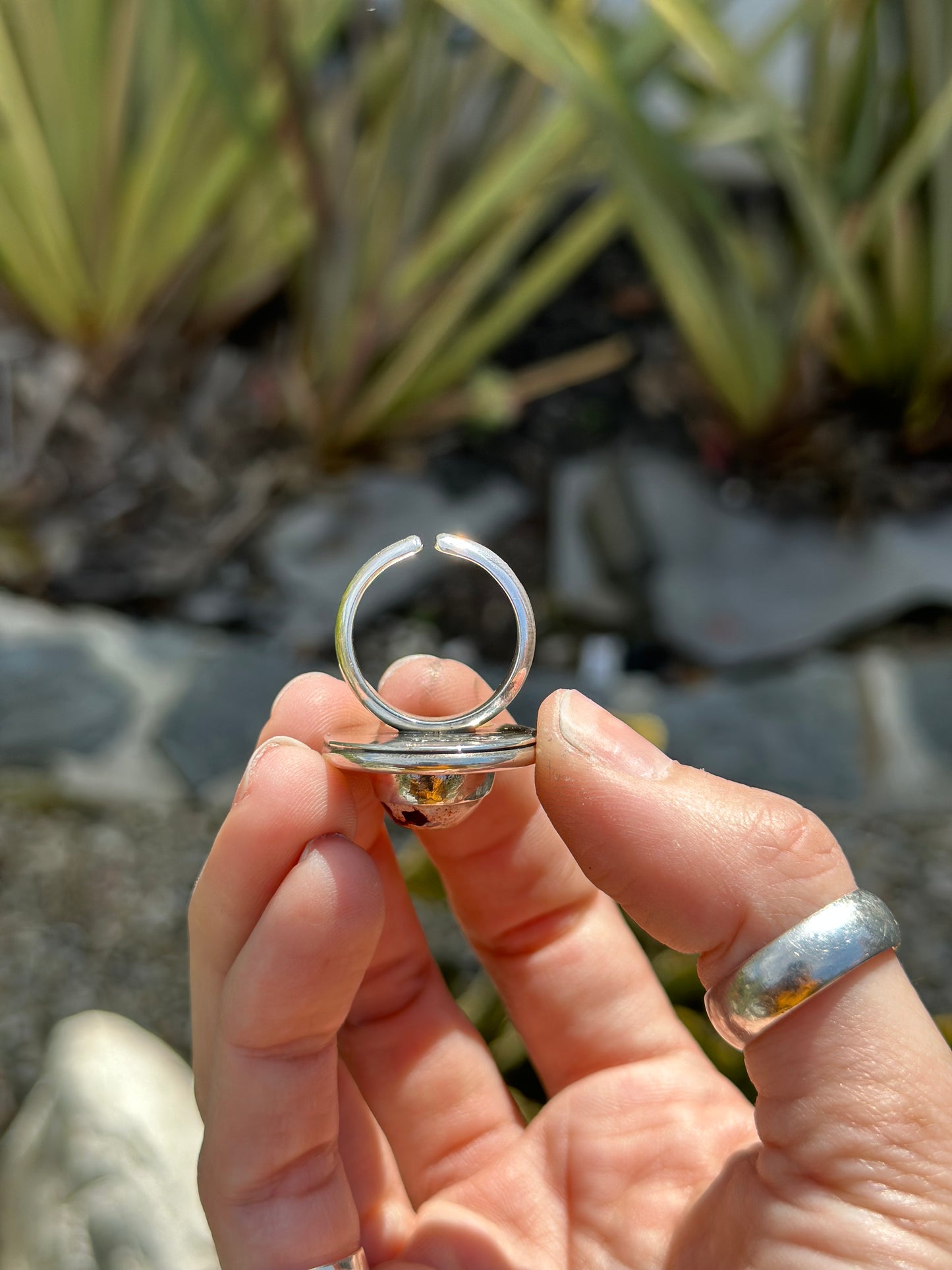 Mexican Fire Opal Statement Adjustable Ring .925