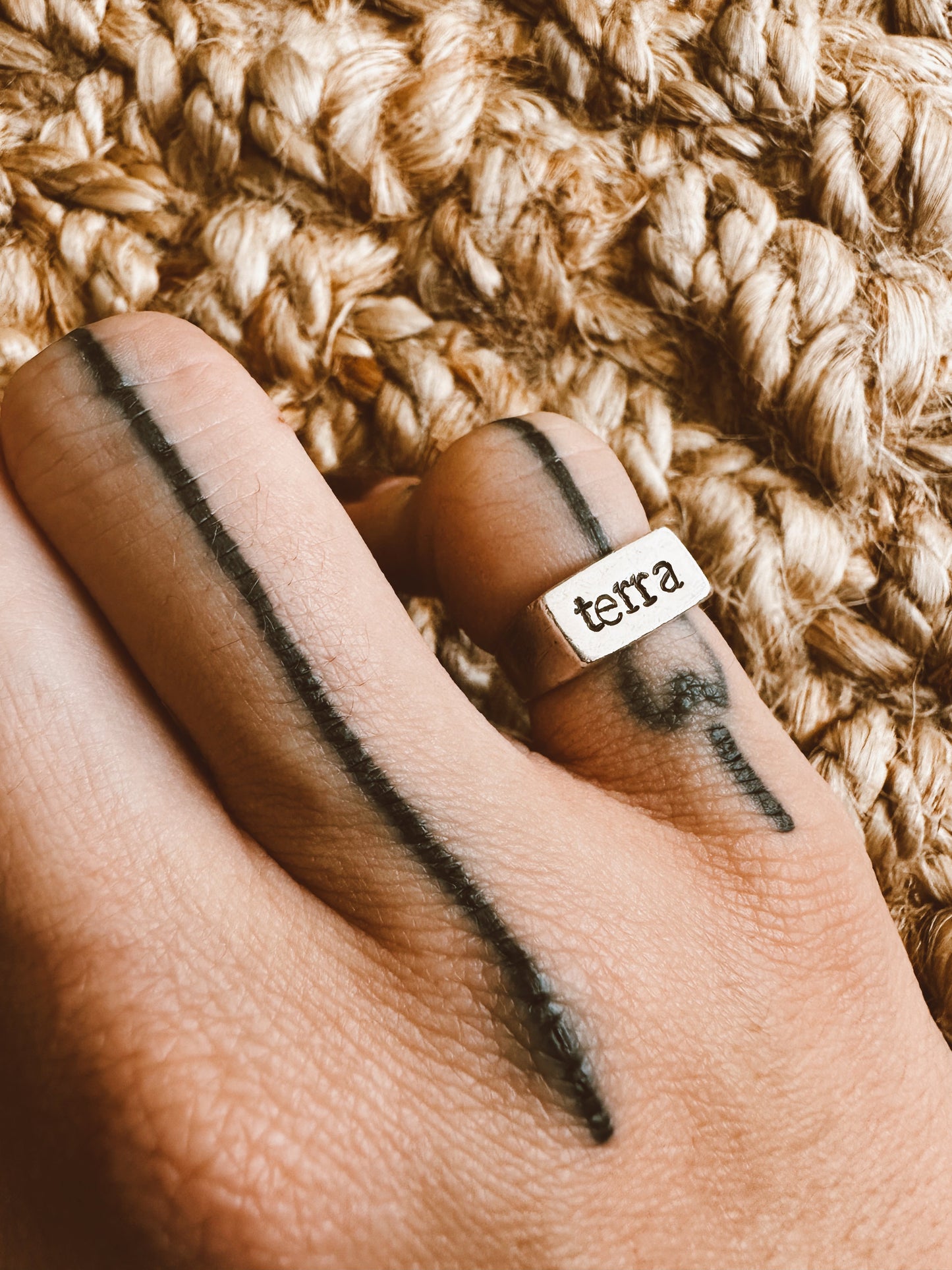 Goddess of the Earth - Terra Pinky Ring - Solid Sterling Silver 925