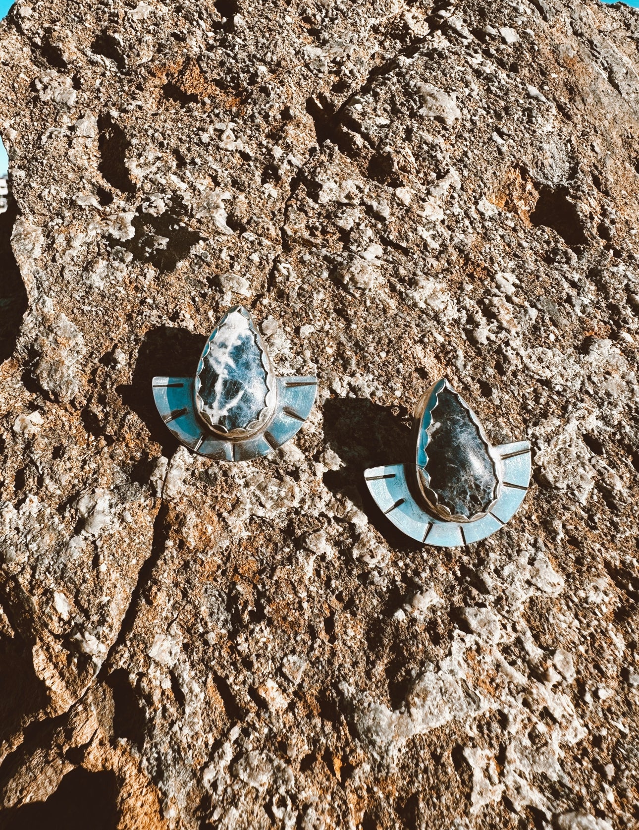 Half Circle Blue Sodalite Earrings - .925 Sterling Silver