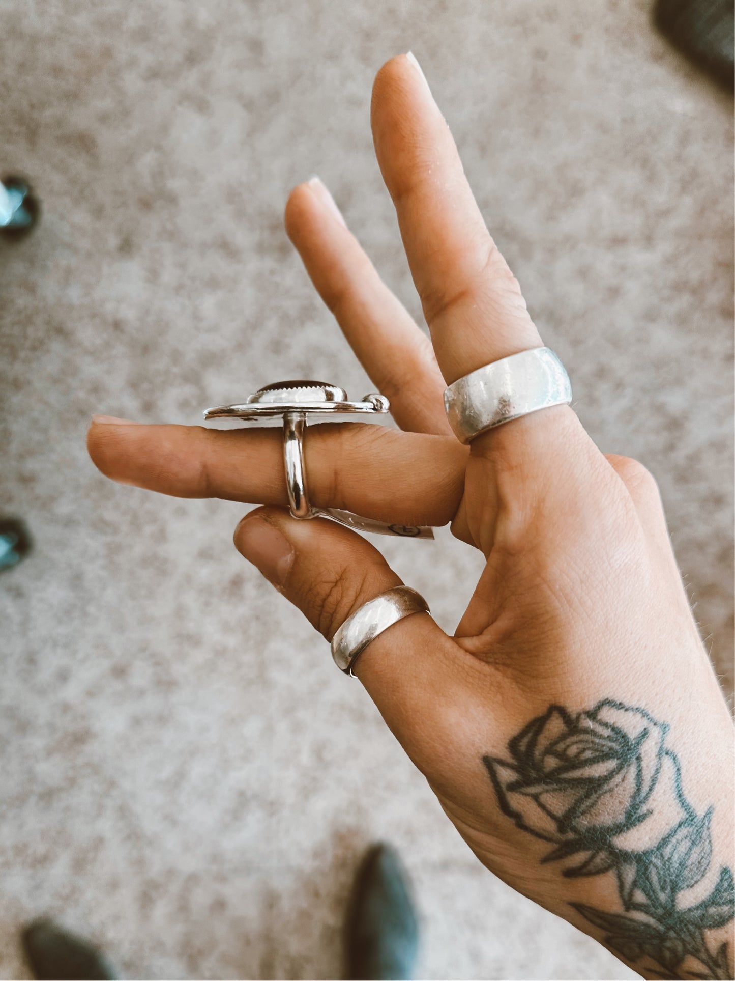 Mahogany Obsidian "Viva La Vulva" Ring - Sterling Silver 925 SIZE 7