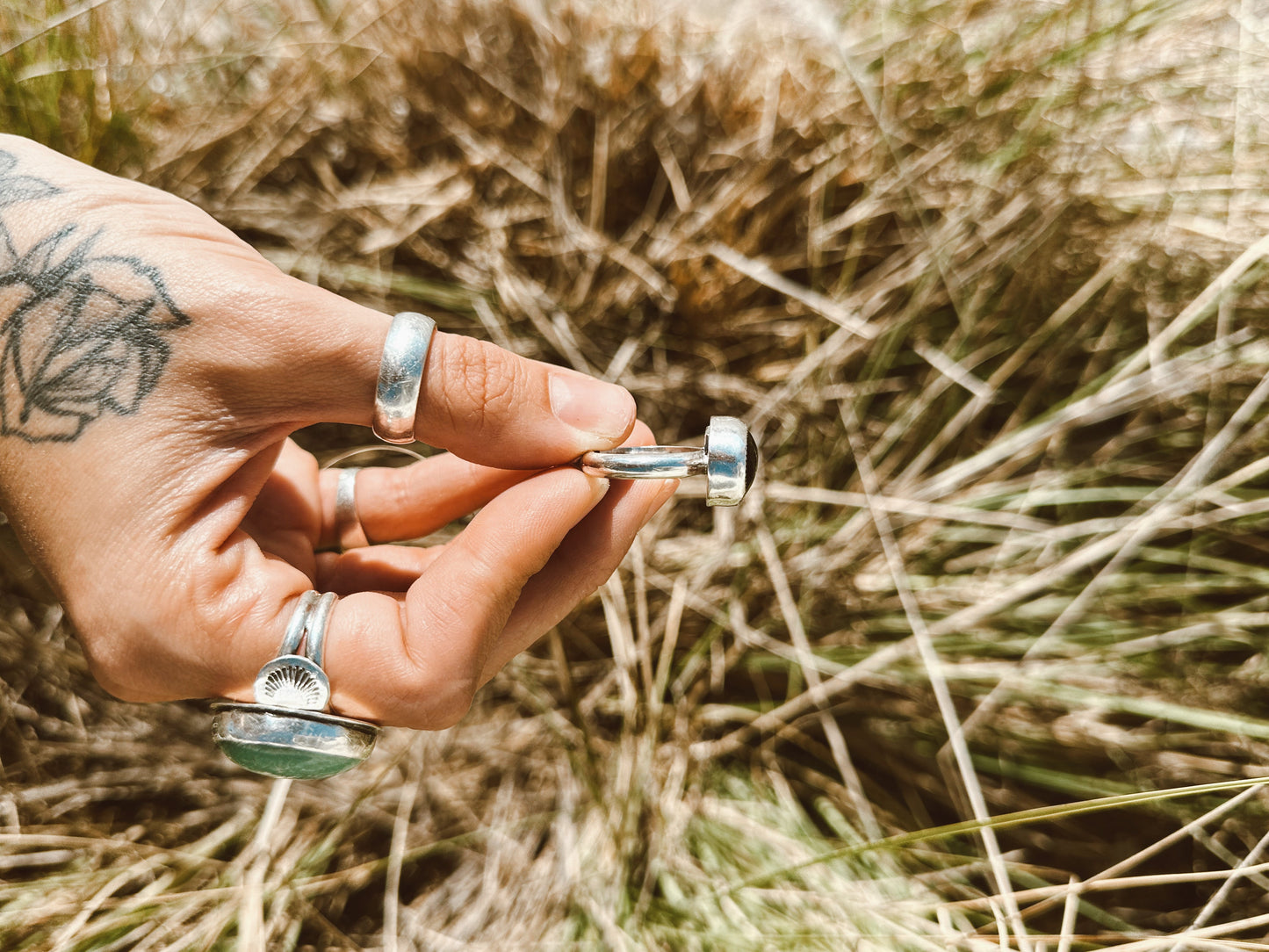Black Obsidian Ring - Sterling Silver 925 SIZE 9