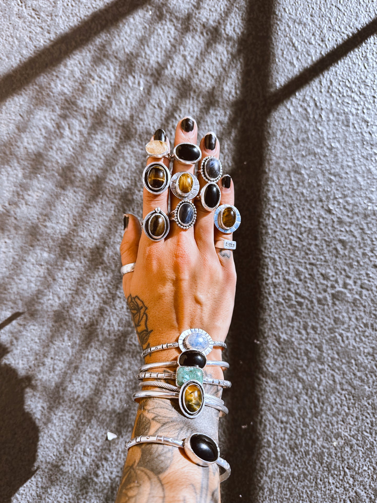 Black Obsidian Cuff - Sterling Silver .925