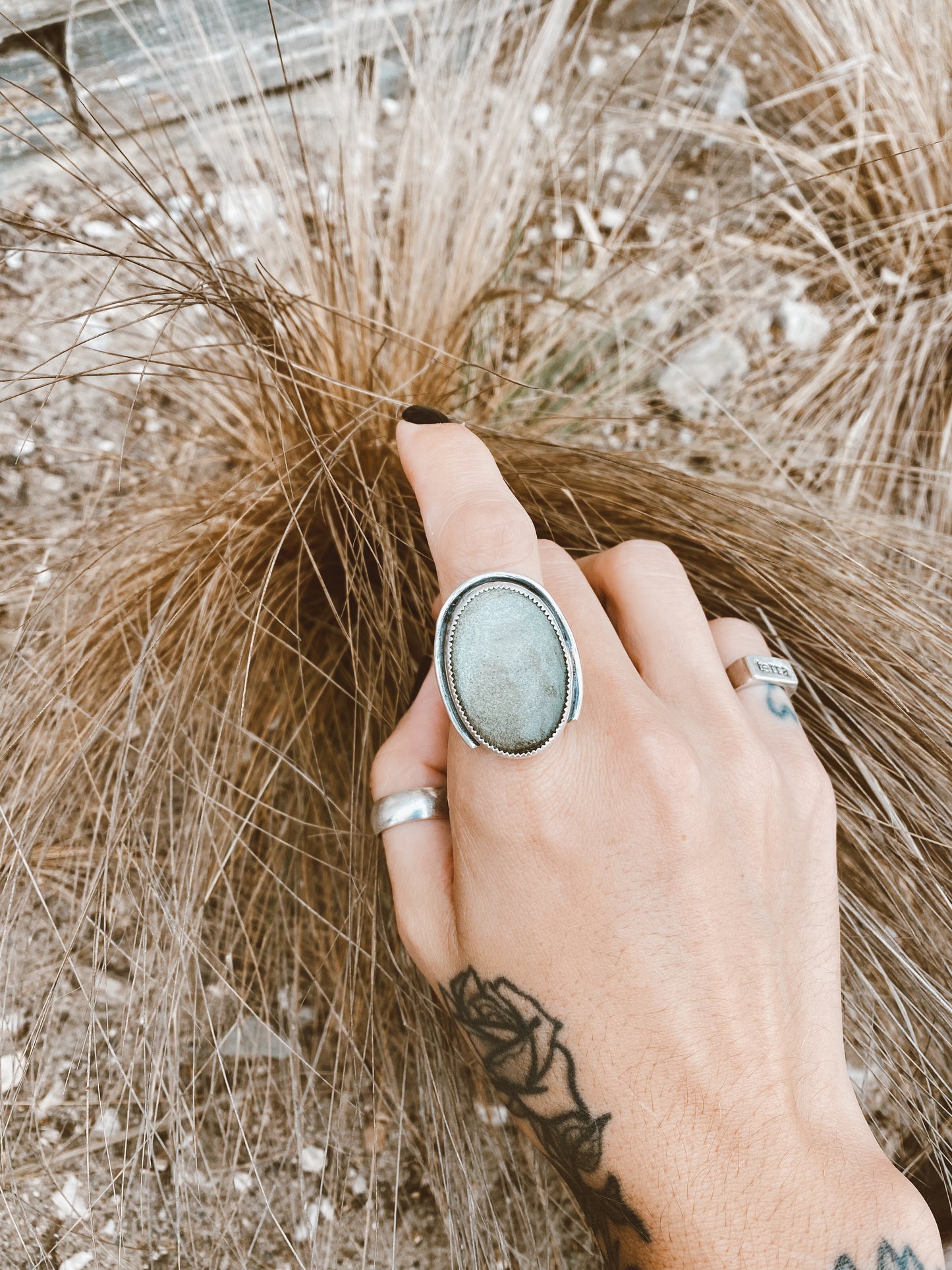 Night Out Ring- Sheen Obsidian .925 Sterling Silver SIZE 9