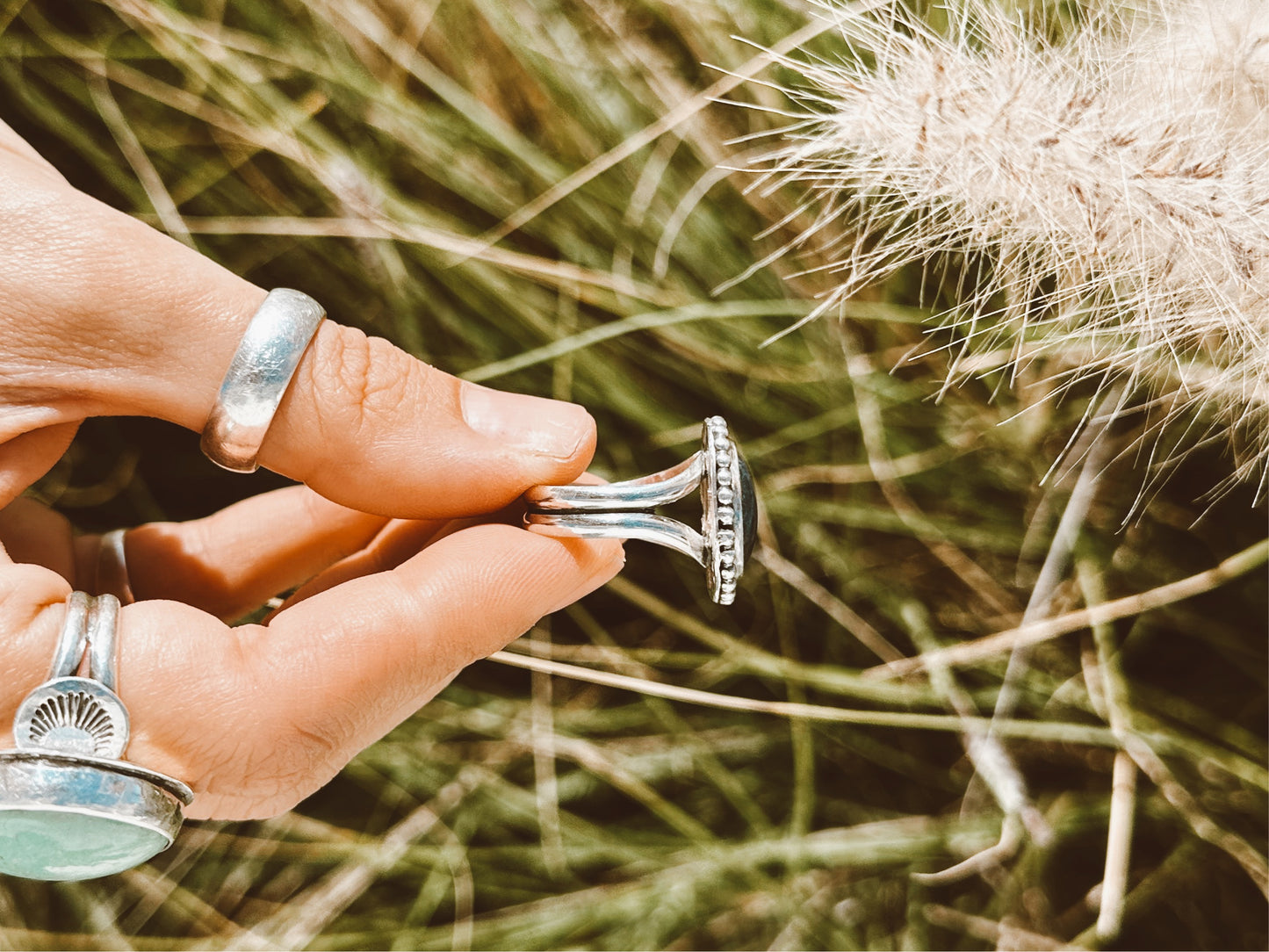 Blue Sodalite Ring - Sterling Silver 925 SIZE 8