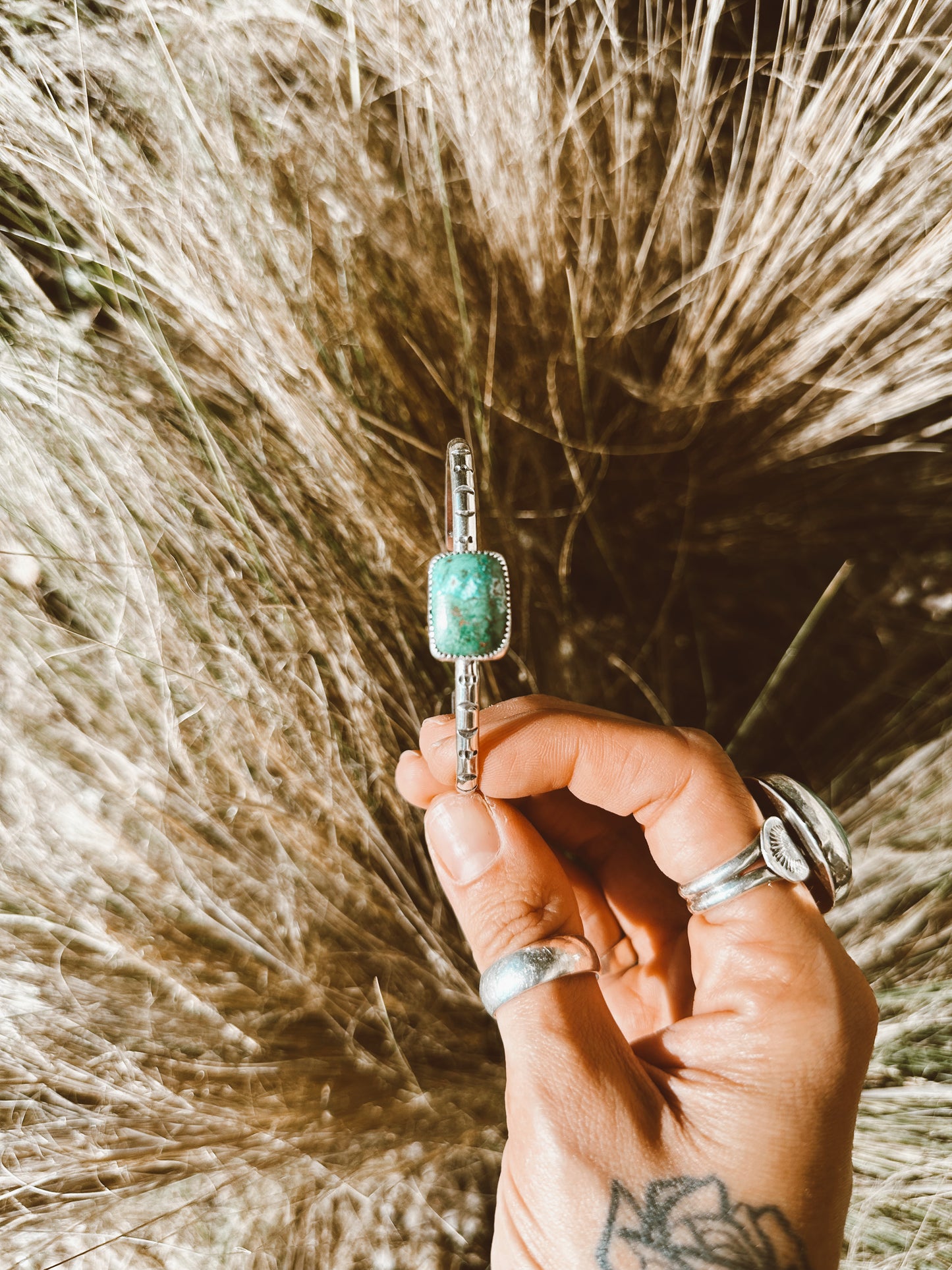 Turquoise Hand-stamped Cuff Sterling Silver .925