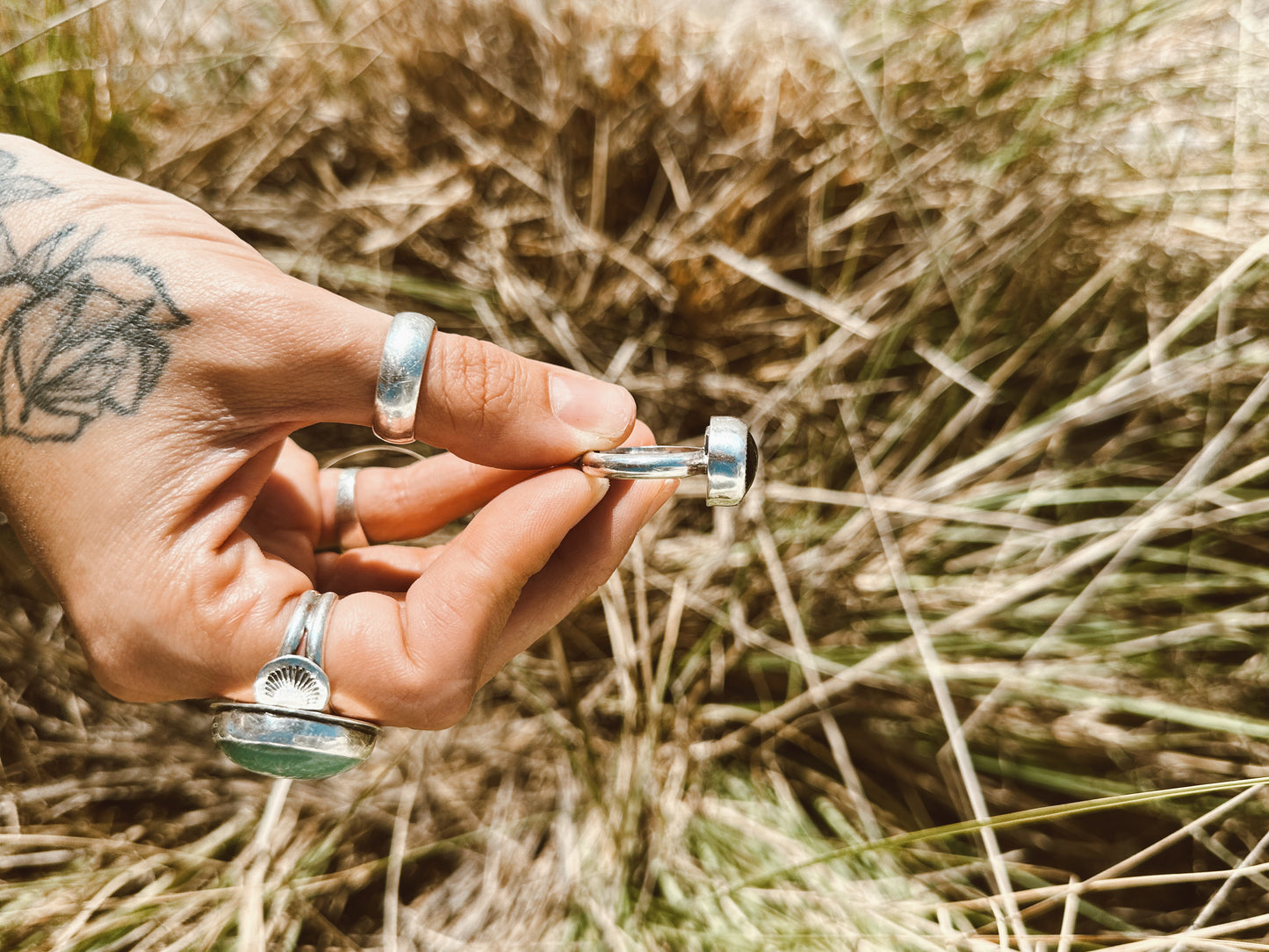 Black Obsidian Ring - Sterling Silver 925 SIZE 6