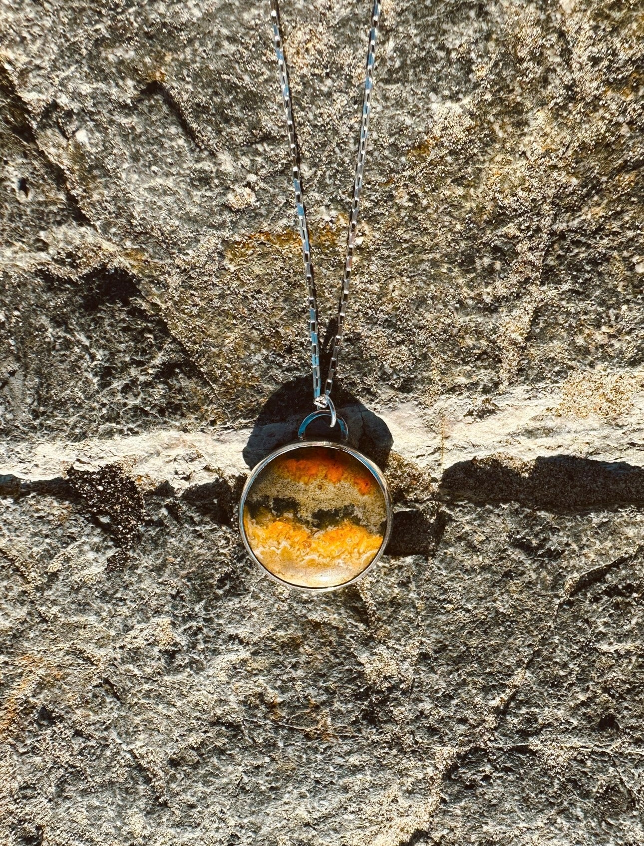 Bumble Bee Necklace Moon Detail - Sterling Silver .925