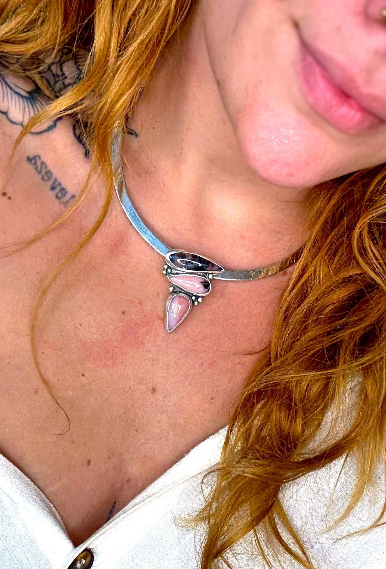 Anastacia Neck Cuff - Pink Opal