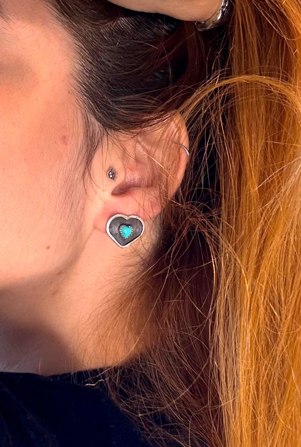 Amora Studs - Kingman Turquoise/Rhodochrosite
