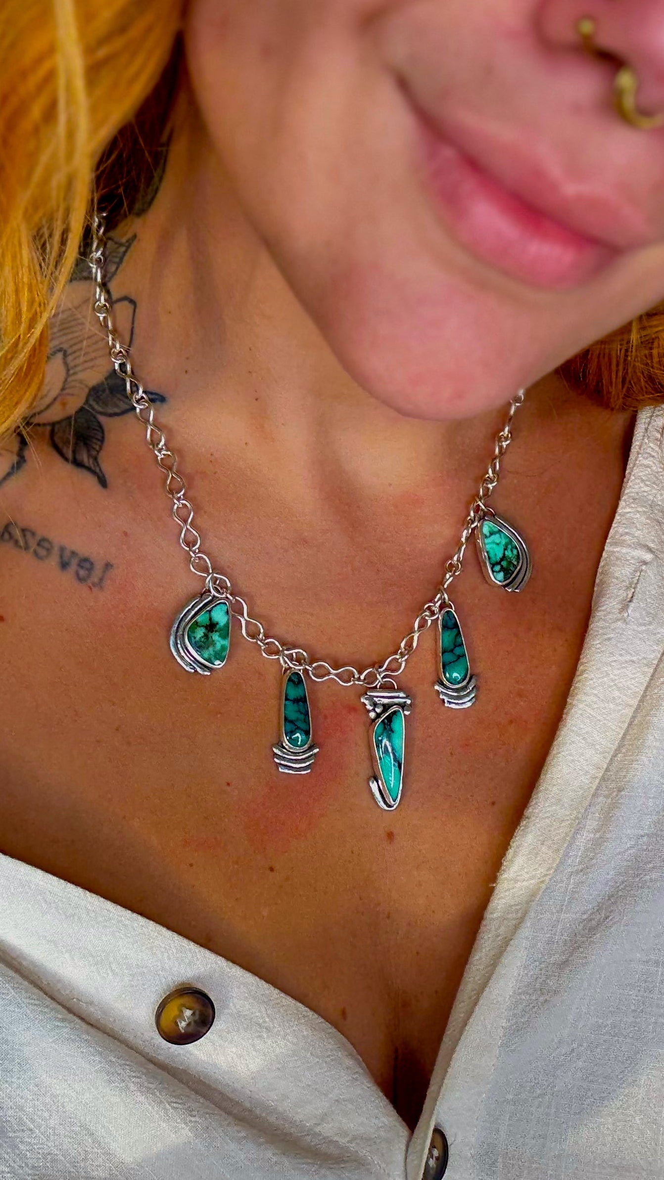 Helen - Charm Necklace - Angel Wing Variscite