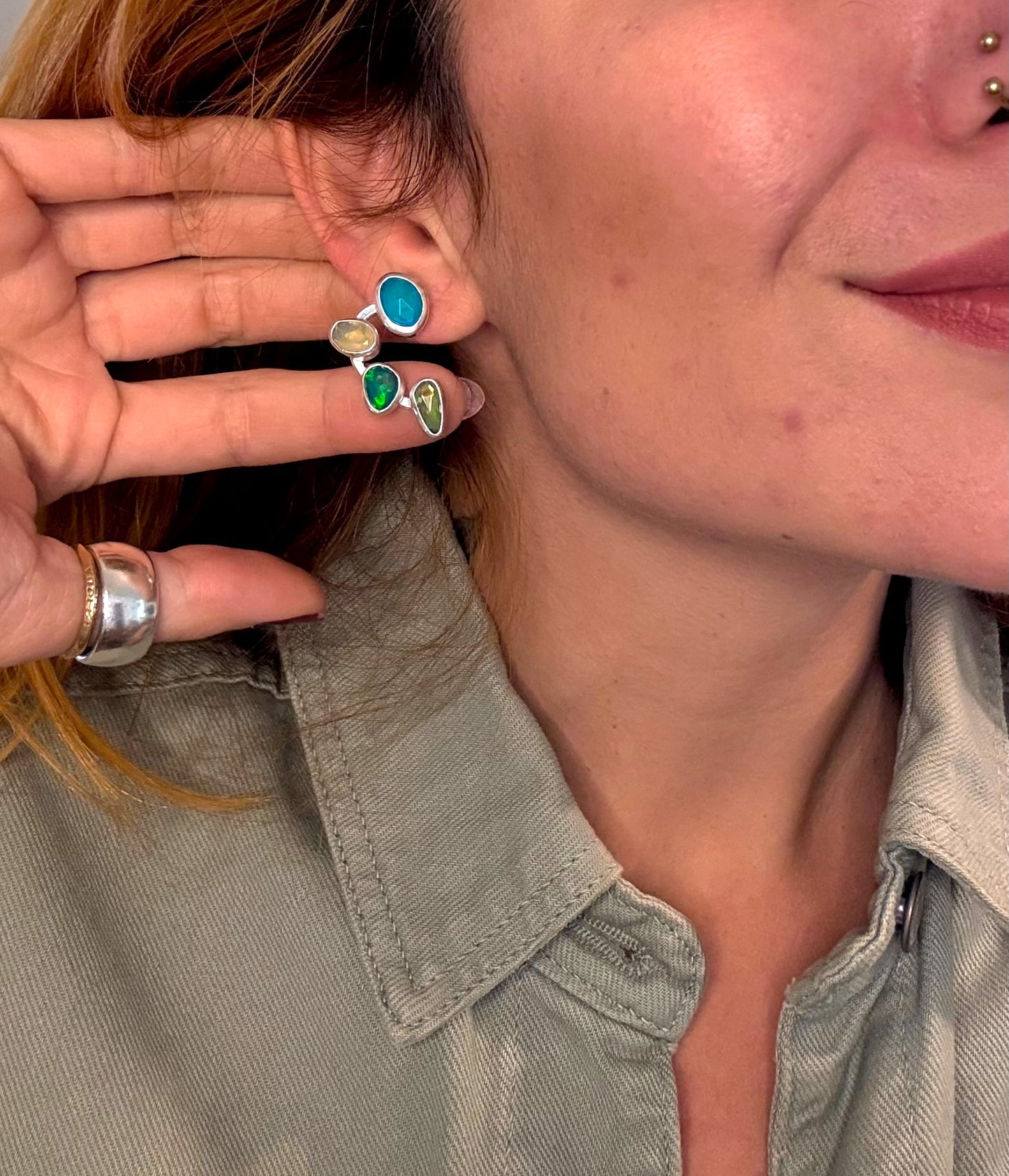 Aghata Earrings - Ethiopian Opals