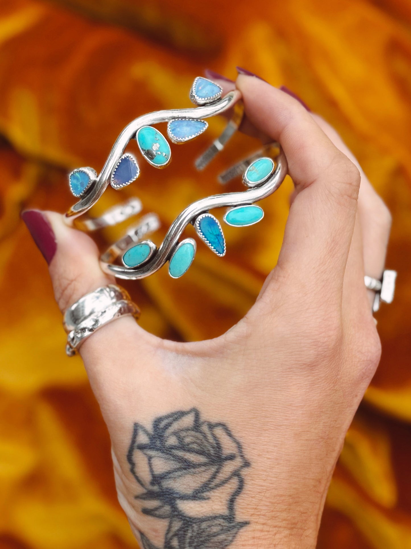 Serena Cuffs - Boulder Opal&Turquoise
