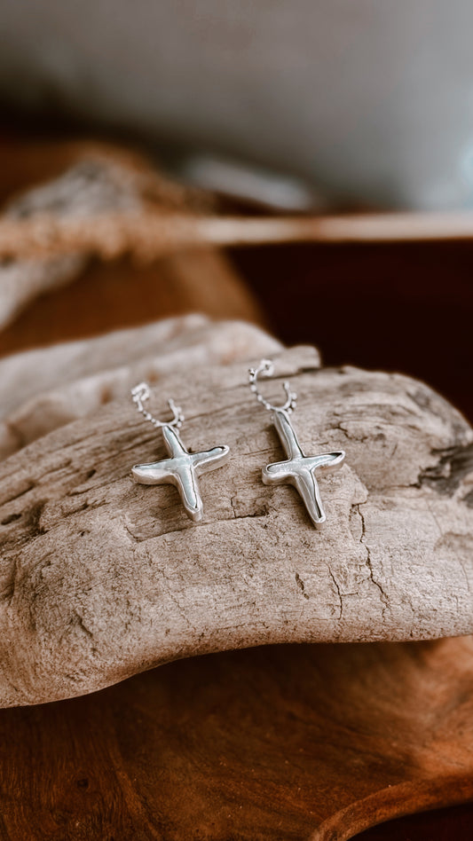 Audrey Earrings - Freshwater Cross Pearls