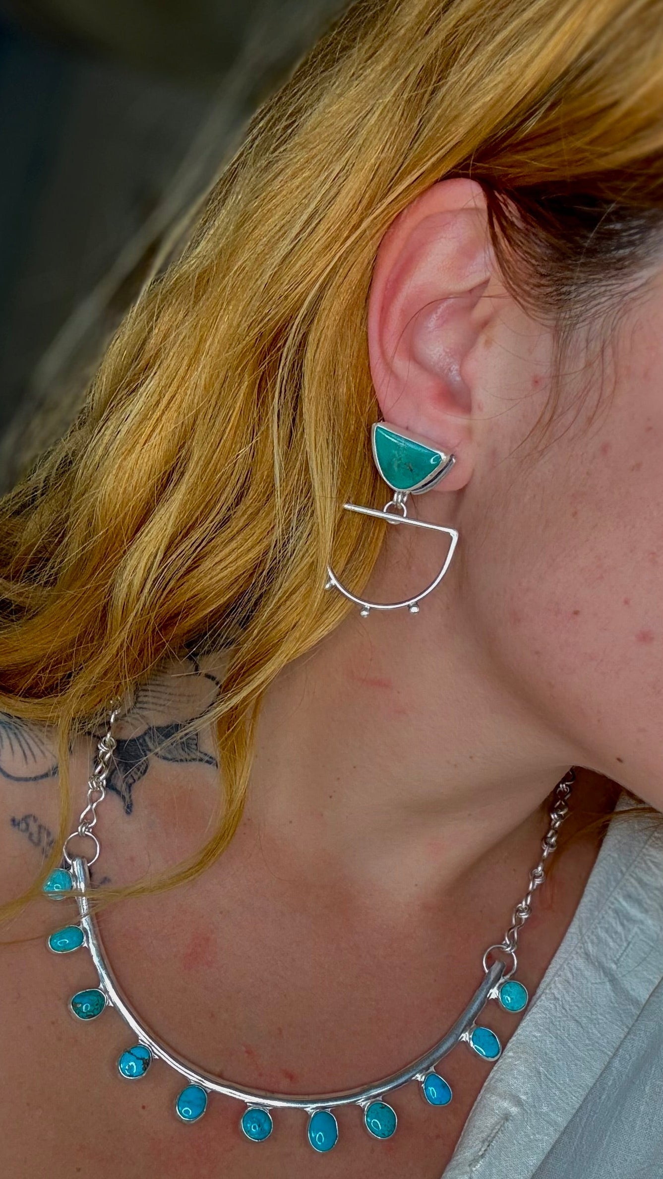 Meia Lua Earrings - Elisa Turquoise