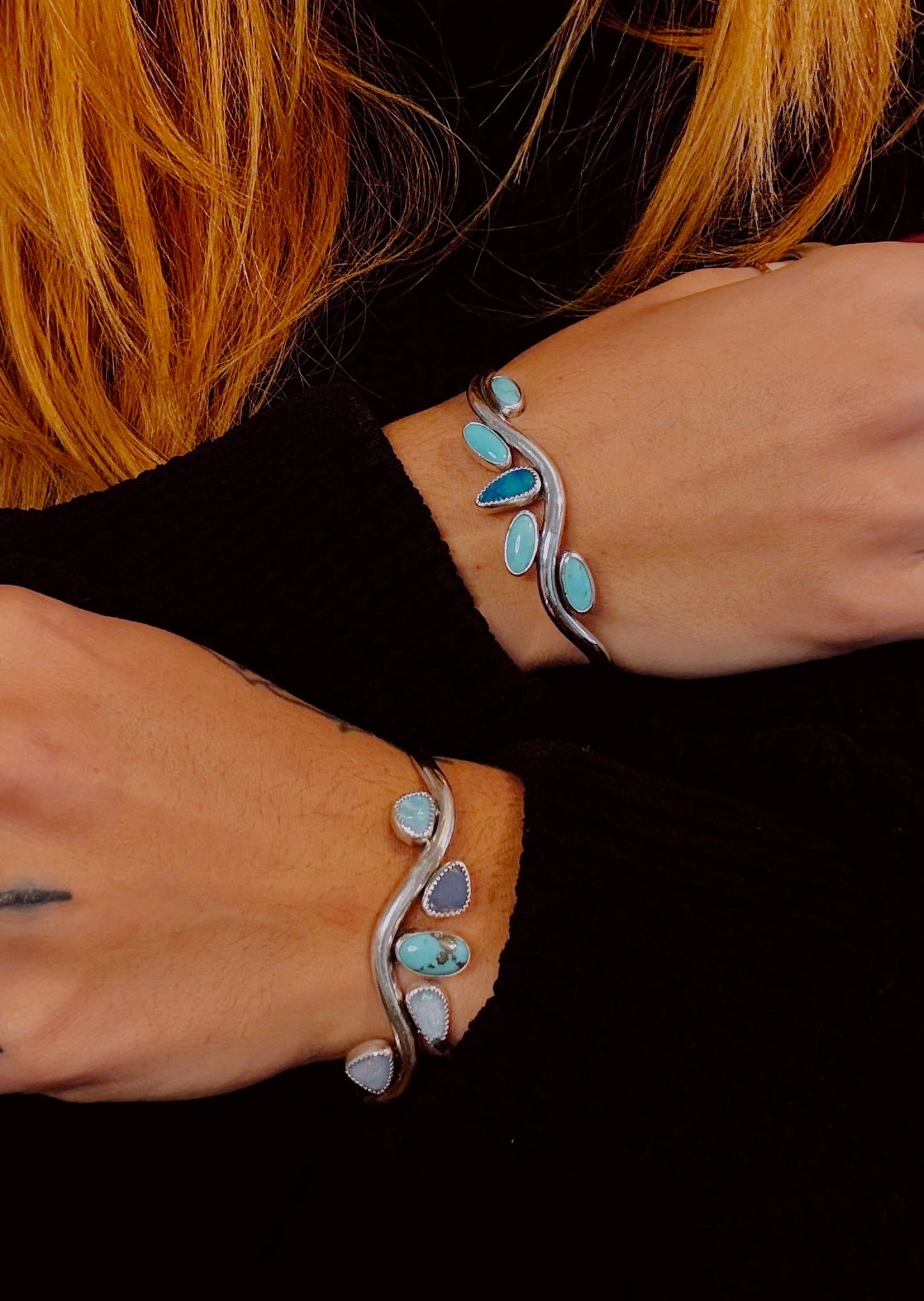 Serena Cuffs - Boulder Opal&Turquoise