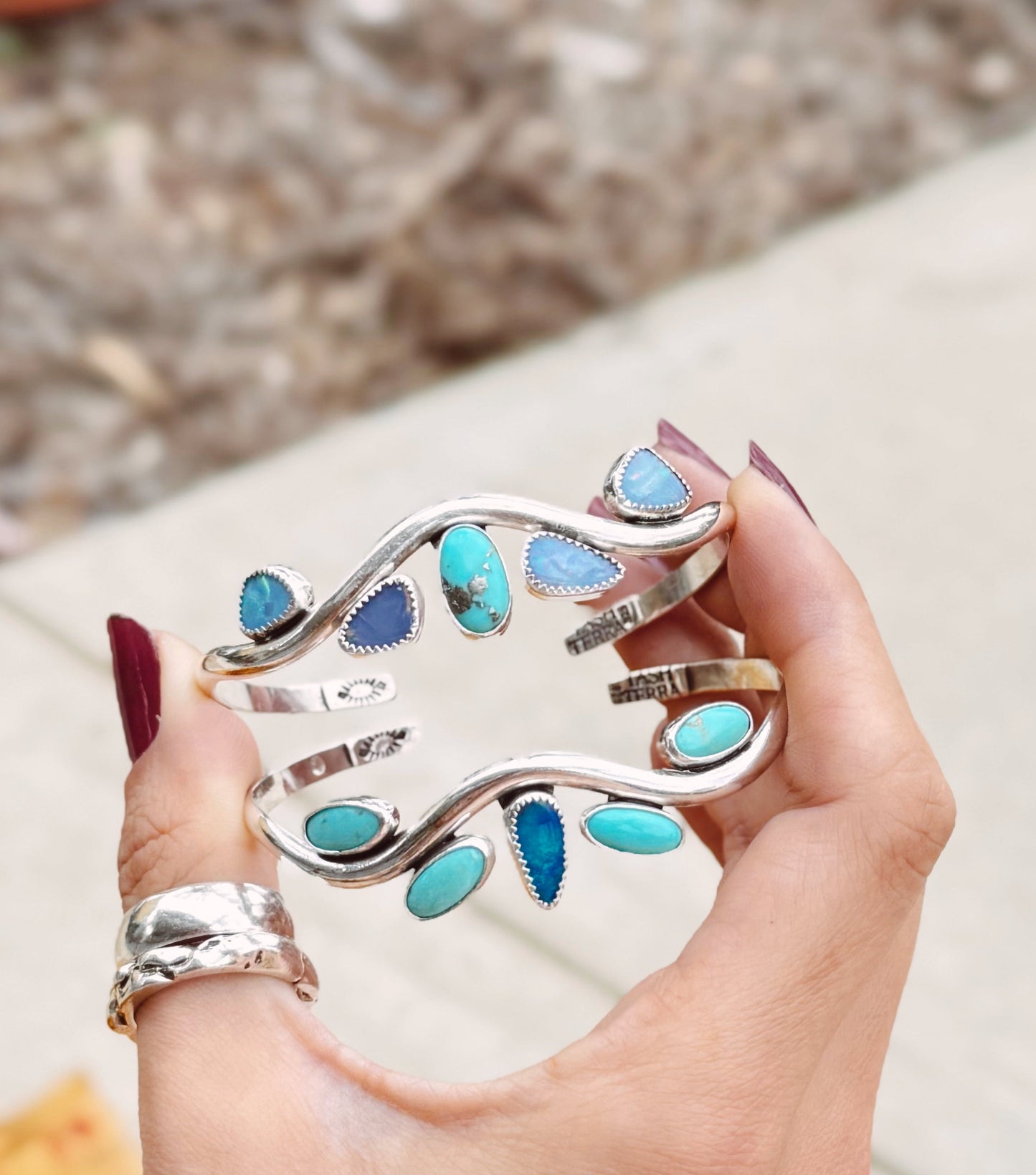 Serena Cuffs - Boulder Opal&Turquoise