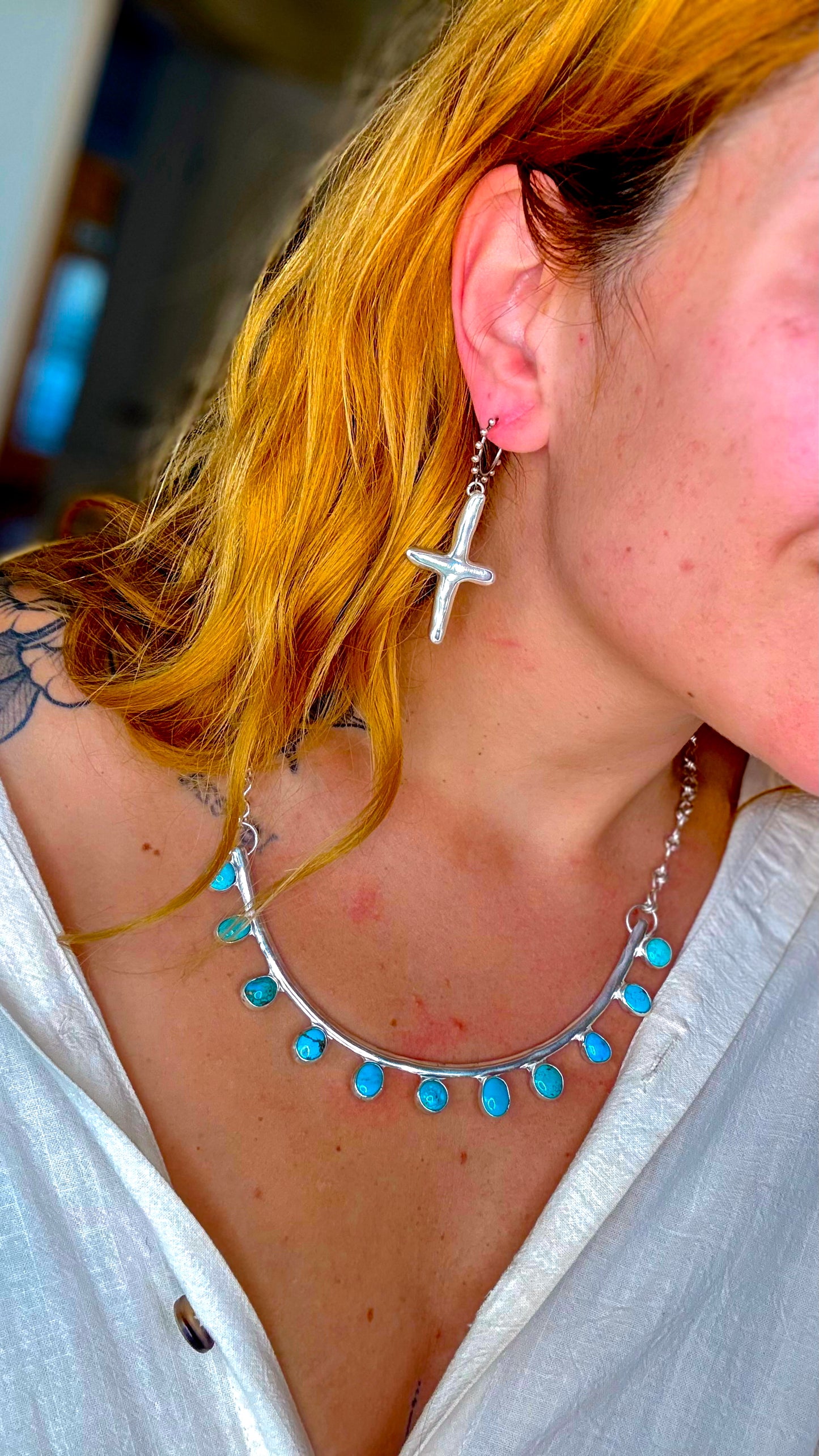 Audrey Earrings - Freshwater Cross Pearls