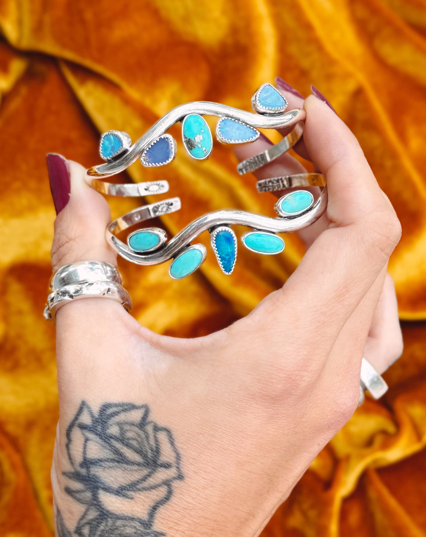 Serena Cuffs - Boulder Opal&Turquoise