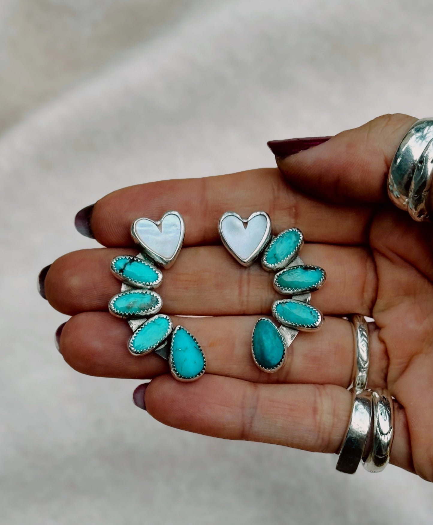 Angel Earrings - Turquoise & Mother of Pearl