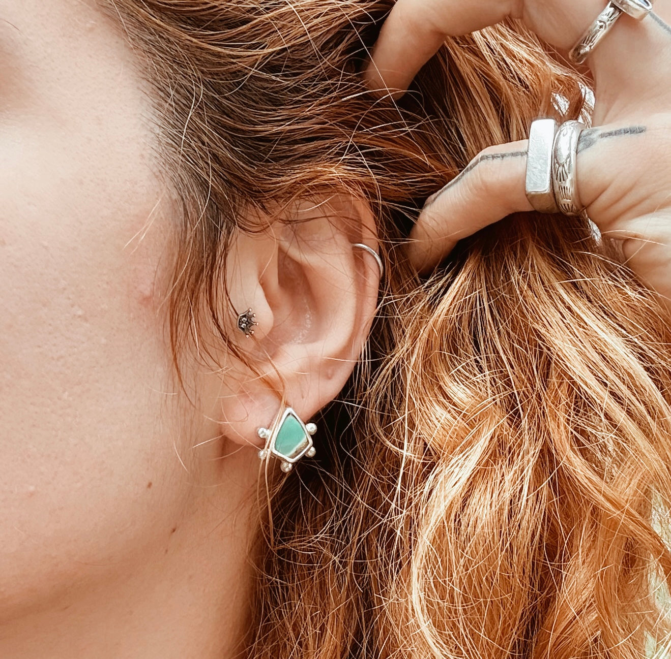 Pretty Lil Baby Studs - Hubei Turquoise
