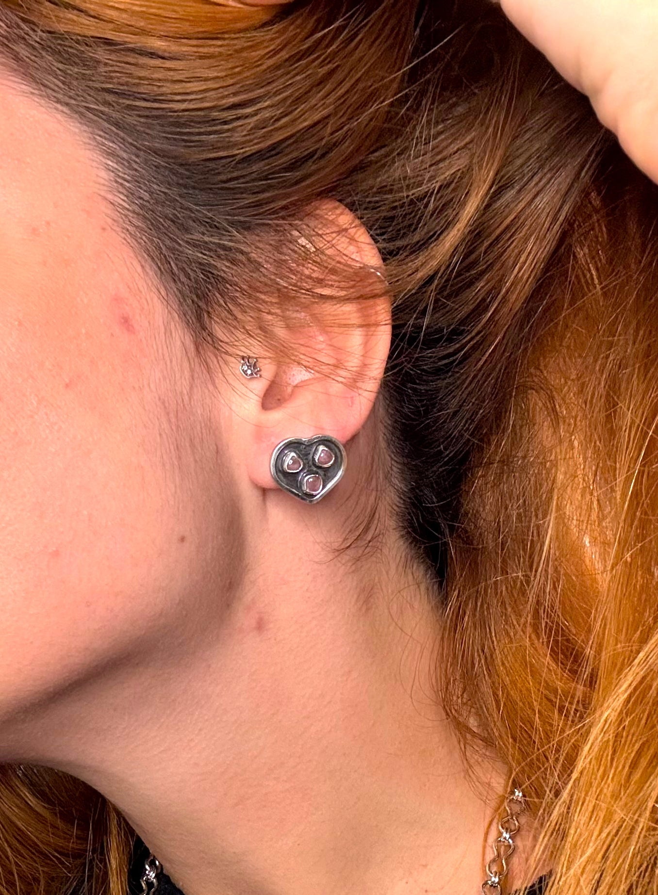 Amora Studs - Kingman Turquoise/Rhodochrosite
